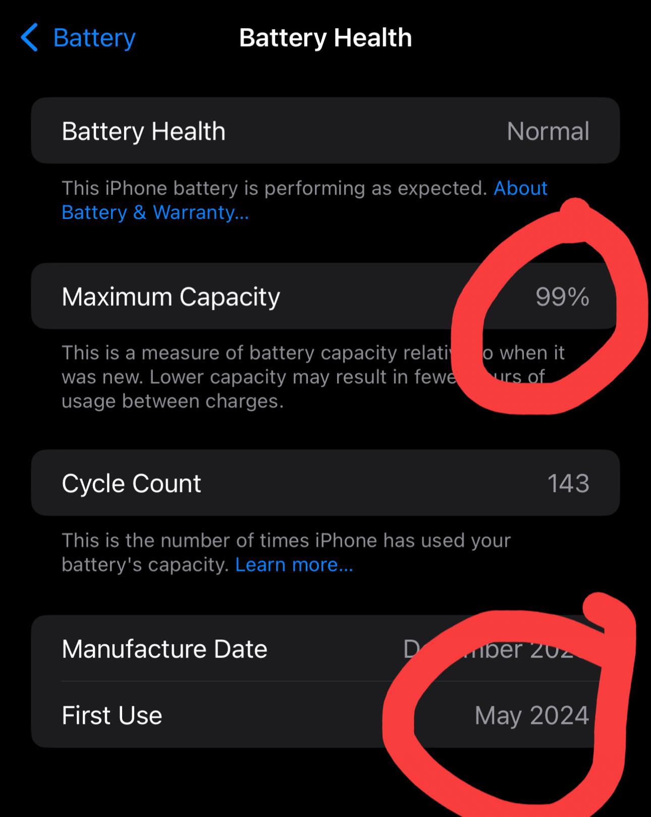 iPhone 15 Pro Max not even 2 months old and already at 99% I