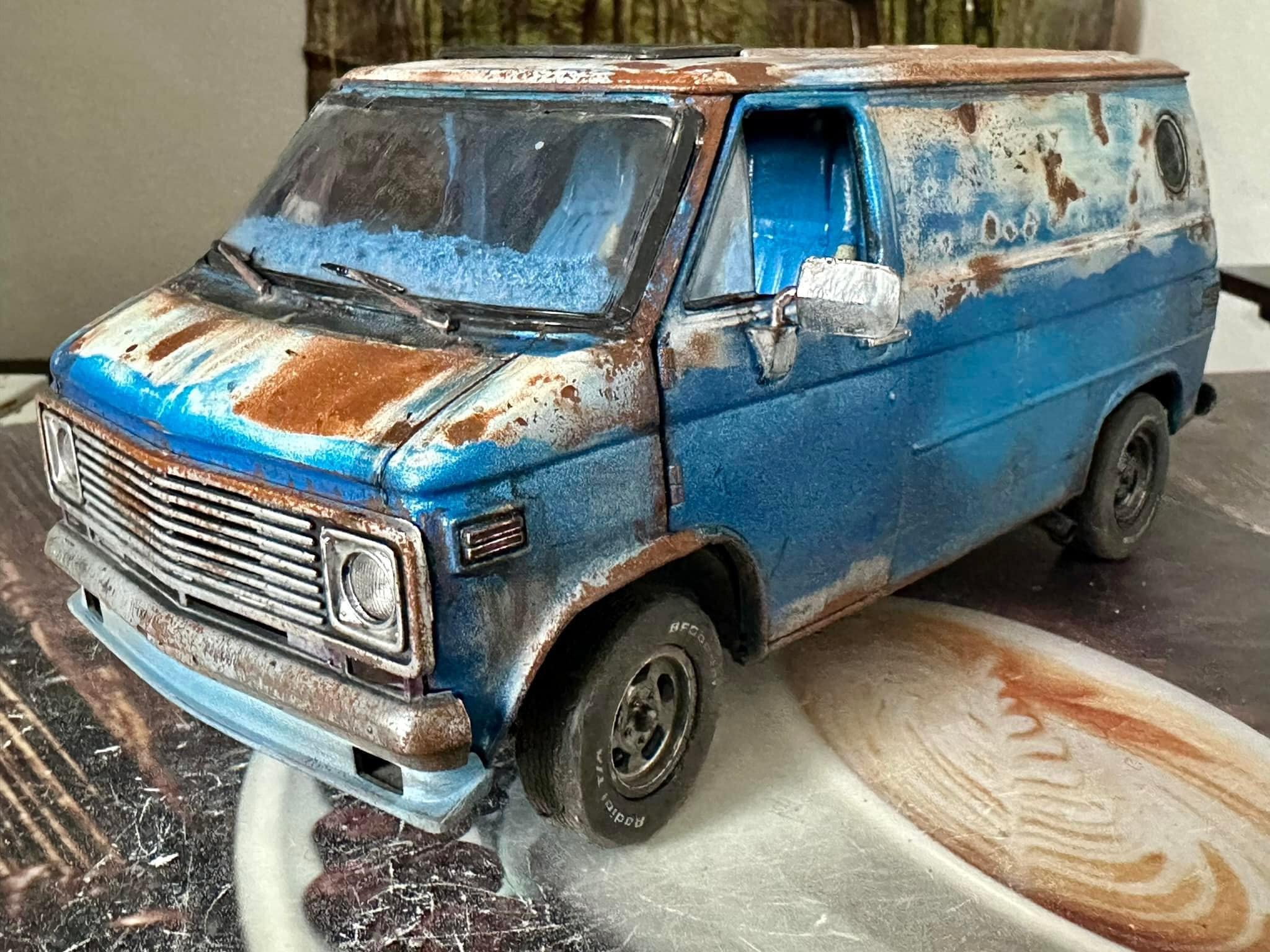 My 1/18 scale diecast Chevy G10 Patina Boogie Van