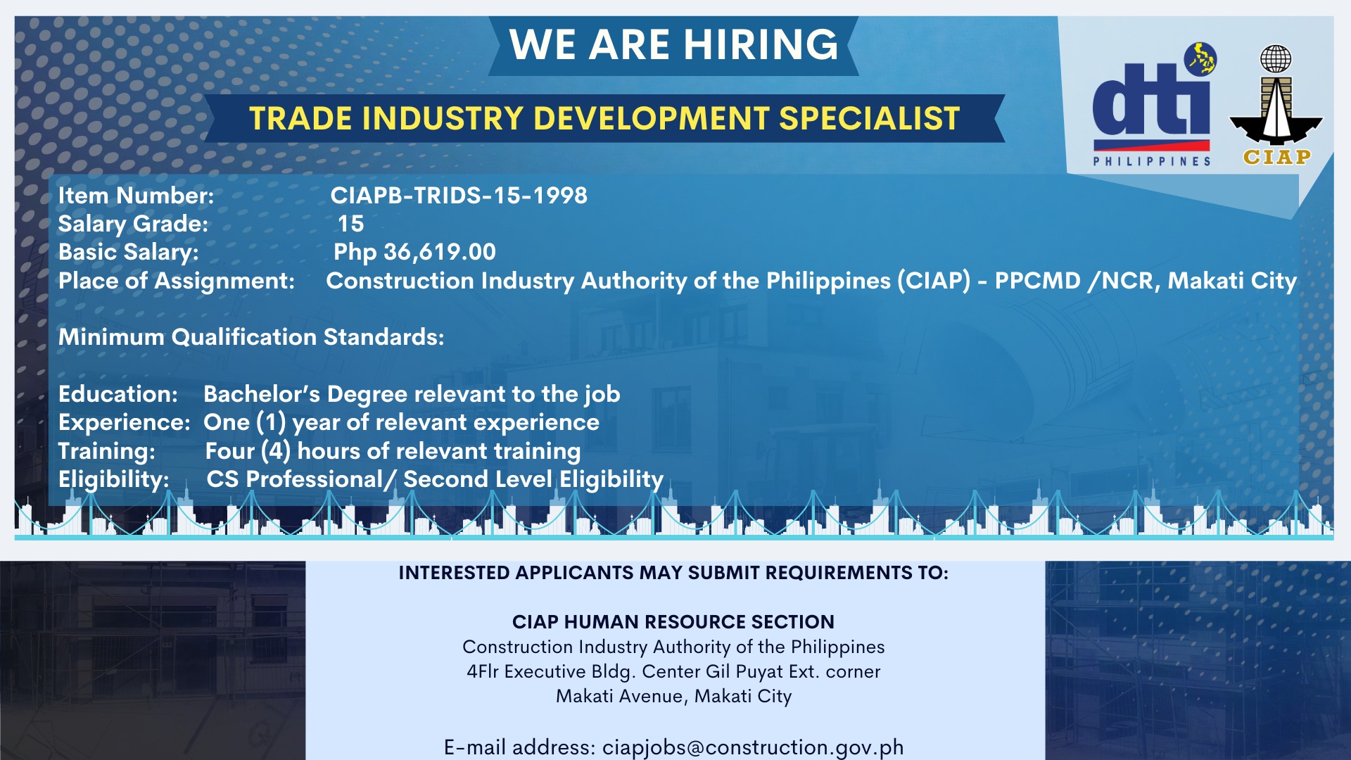 𝐇𝐈𝐑𝐈𝐍𝐆 𝐀𝐋𝐄𝐑𝐓! The Construction Industry Authority of the Philippines ...