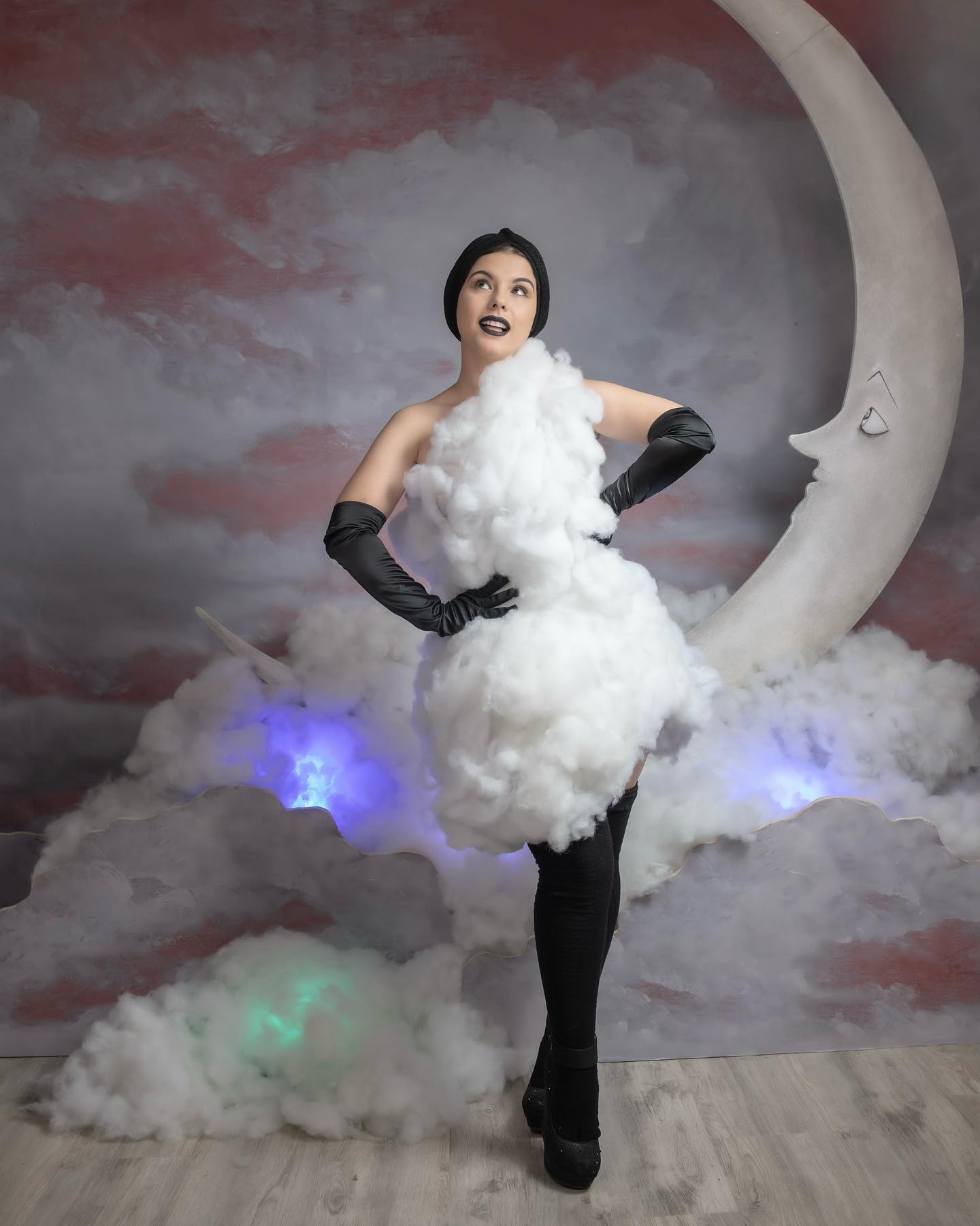grey dress halloween costume ideas DIY cloud idea ruched_dress