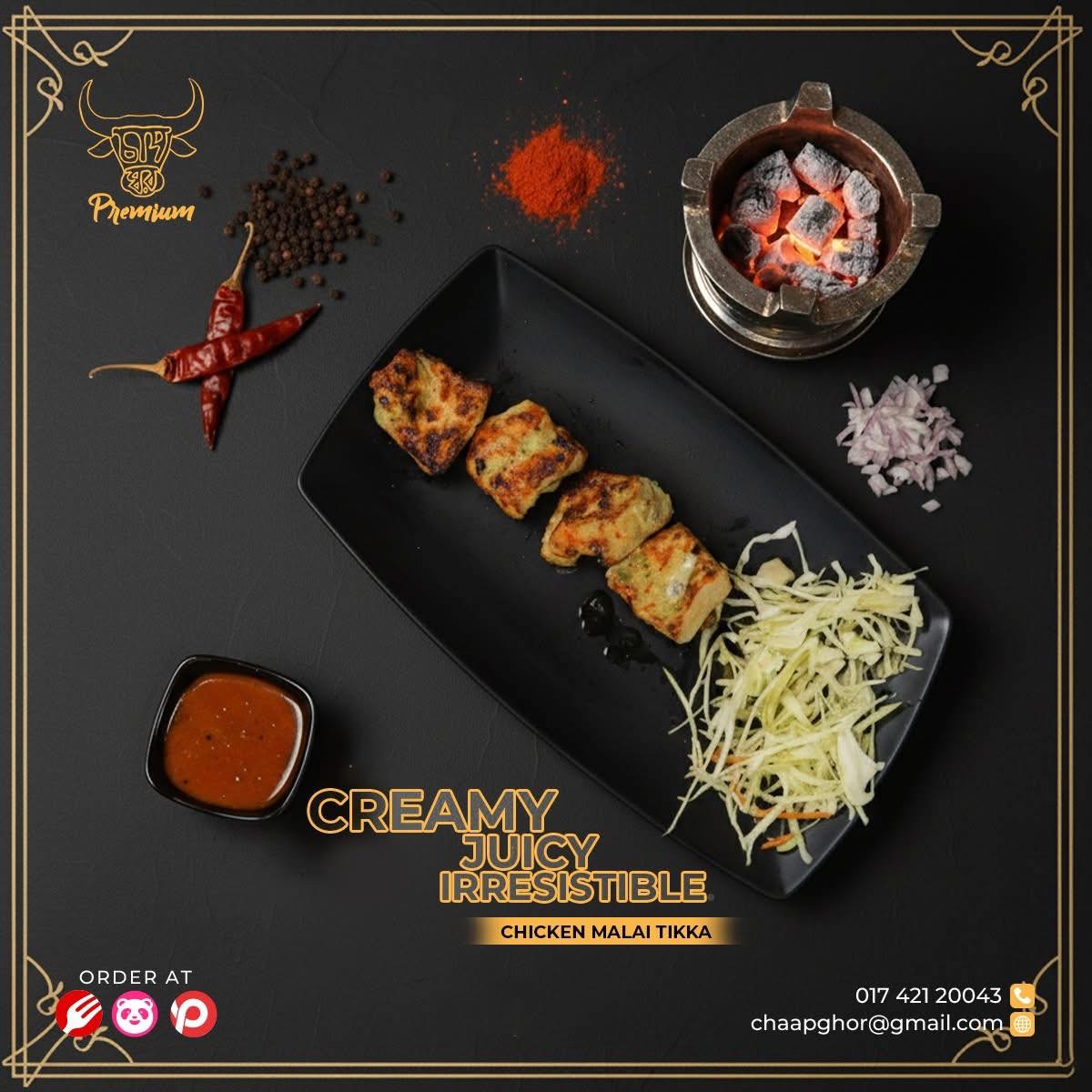 Chaap - Creamy, juicy, and irresistibly smooth. Our Chicken Malai Tikka