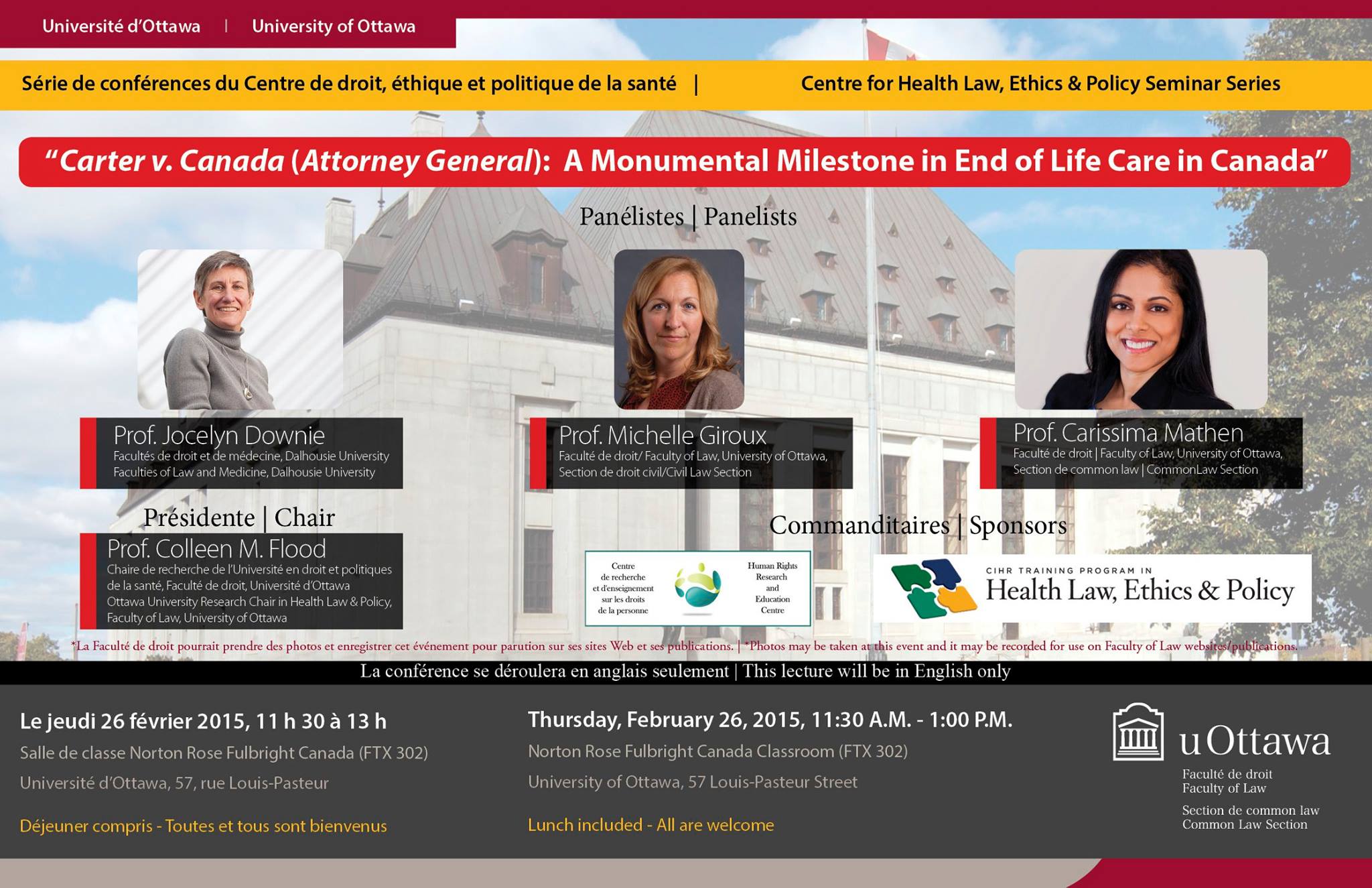 CIHR Training Program in Health Law, Ethics and Policy | Ottawa ON
