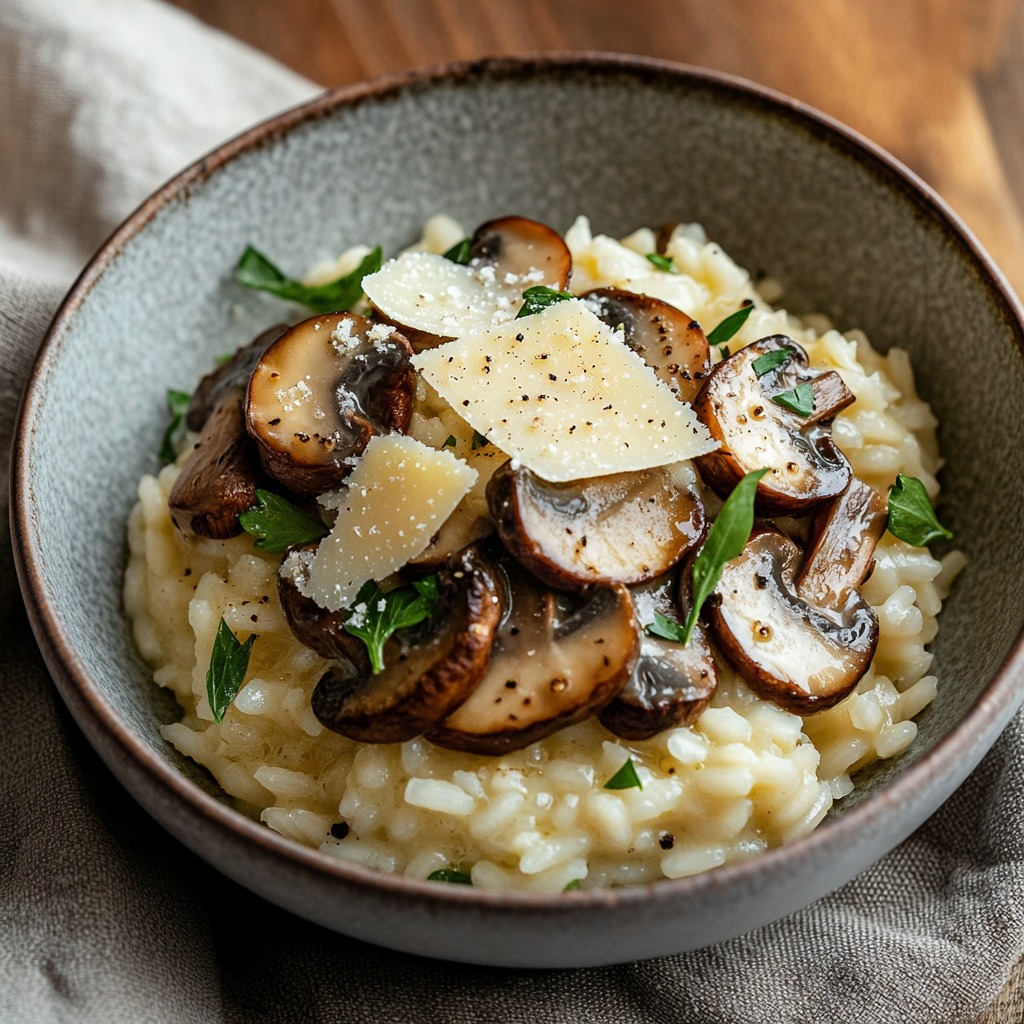 Grande - Risotto crémeux aux champignons (copeaux de parmesan) 👥 Nombre ...