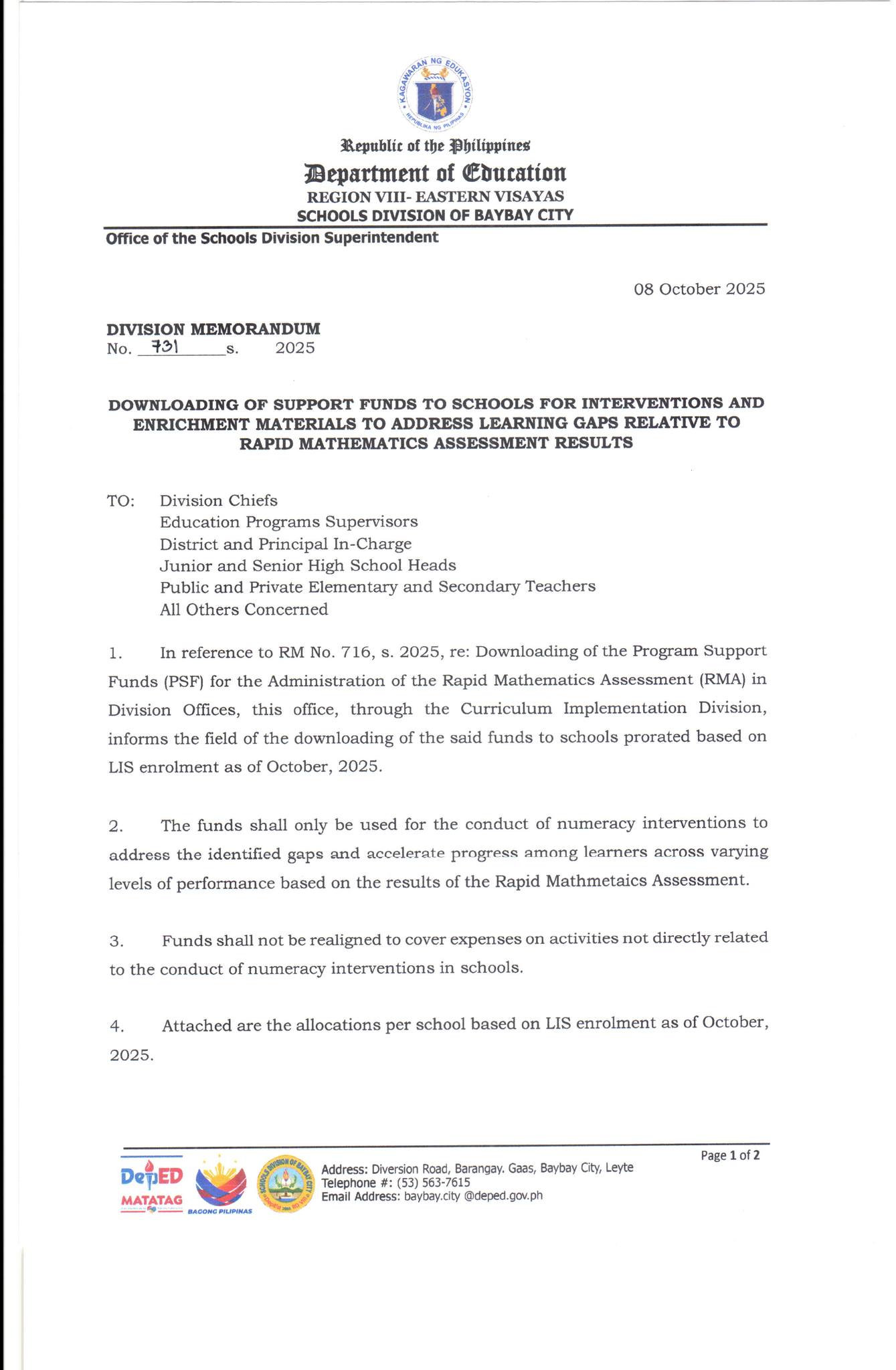 Recs Senag - DM NO 731, S. 2025 DOWNLOADING OF SUPPORT... | Facebook