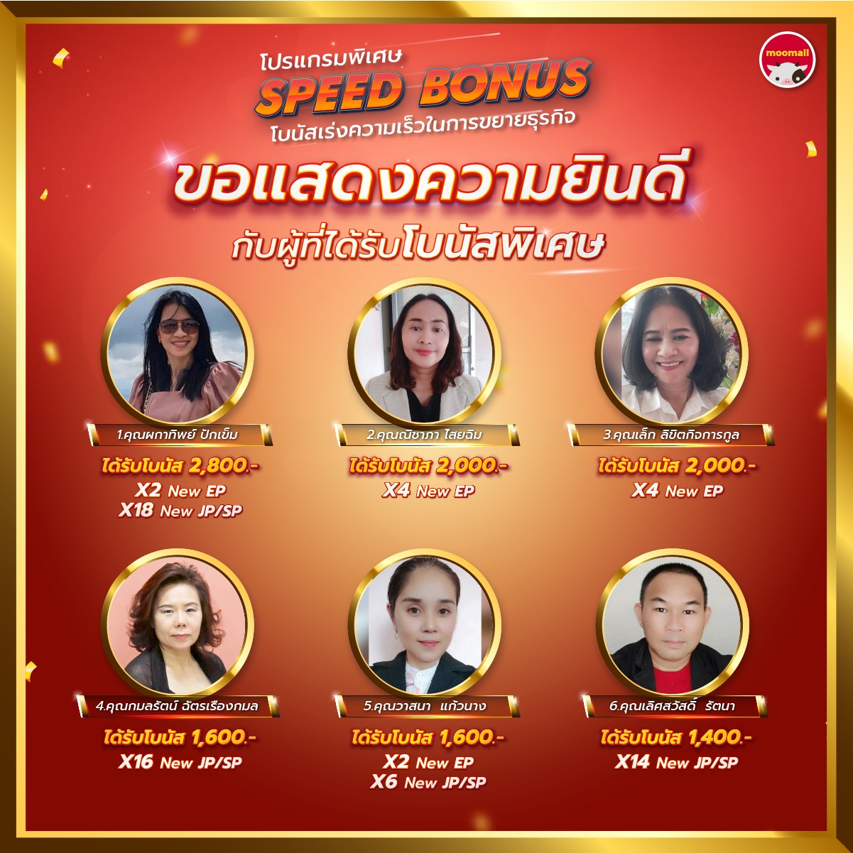 moomall - 🎉🎉ขอแสดงความยินดีกับสมาชิกที่ได้รับโบนัสพิเศษจากท... | Facebook
