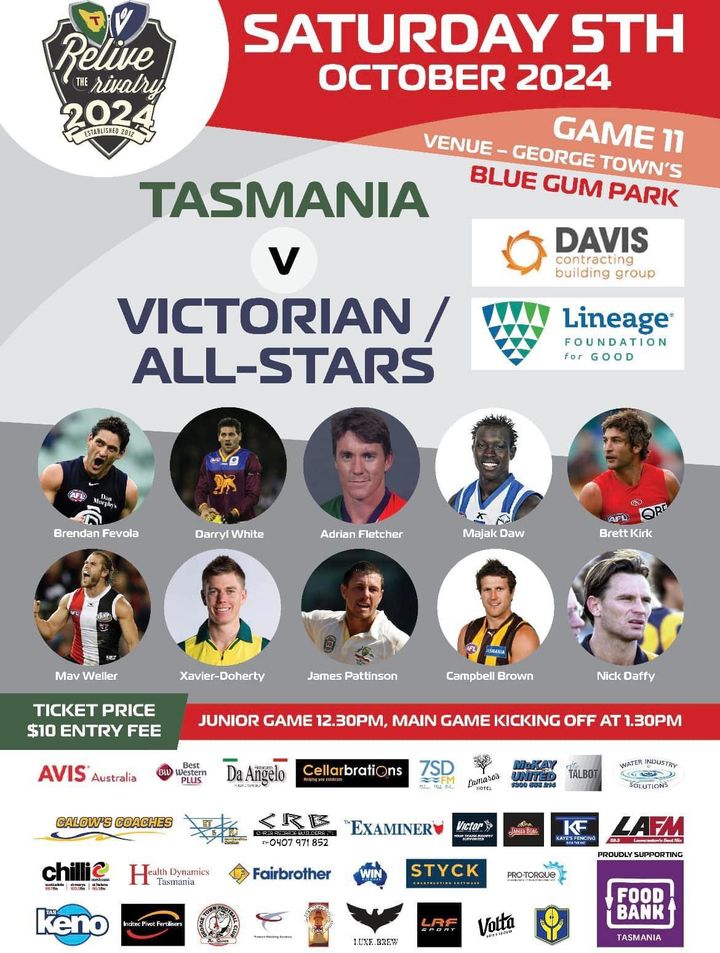 RELIVE THE RIVALRY - Football Game... - Foodbank Tasmania | Facebook