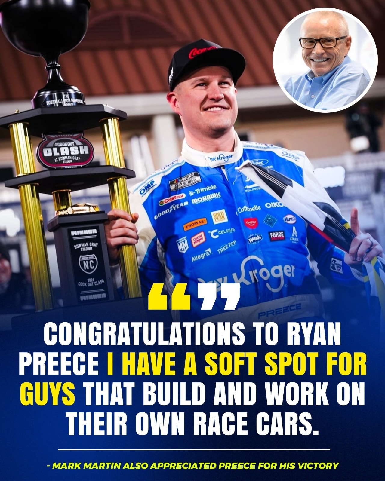 Nascar - Mark Martin congratulates Ryan Preece, praising his grit and ...