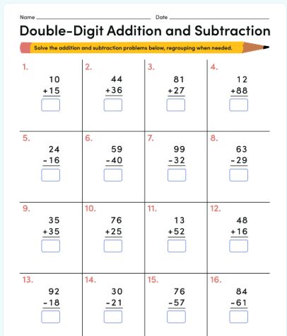 Teacher - Double-Digit Addition and Subtraction Worksheet 😊 MORE PDF ...