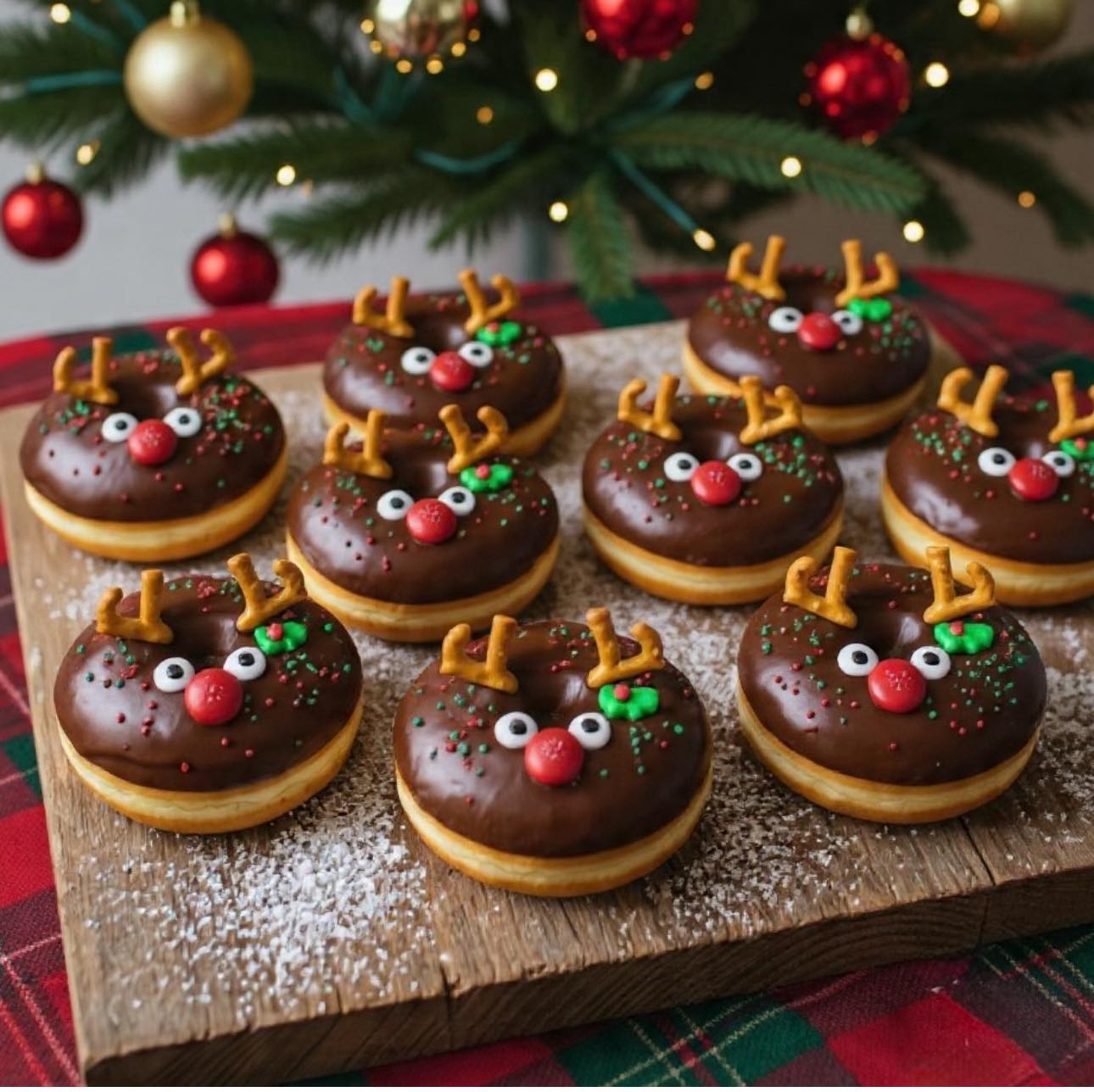 Hello, - Cute and festive Rudolph reindeer donuts! 🍩 use pretzels as ...