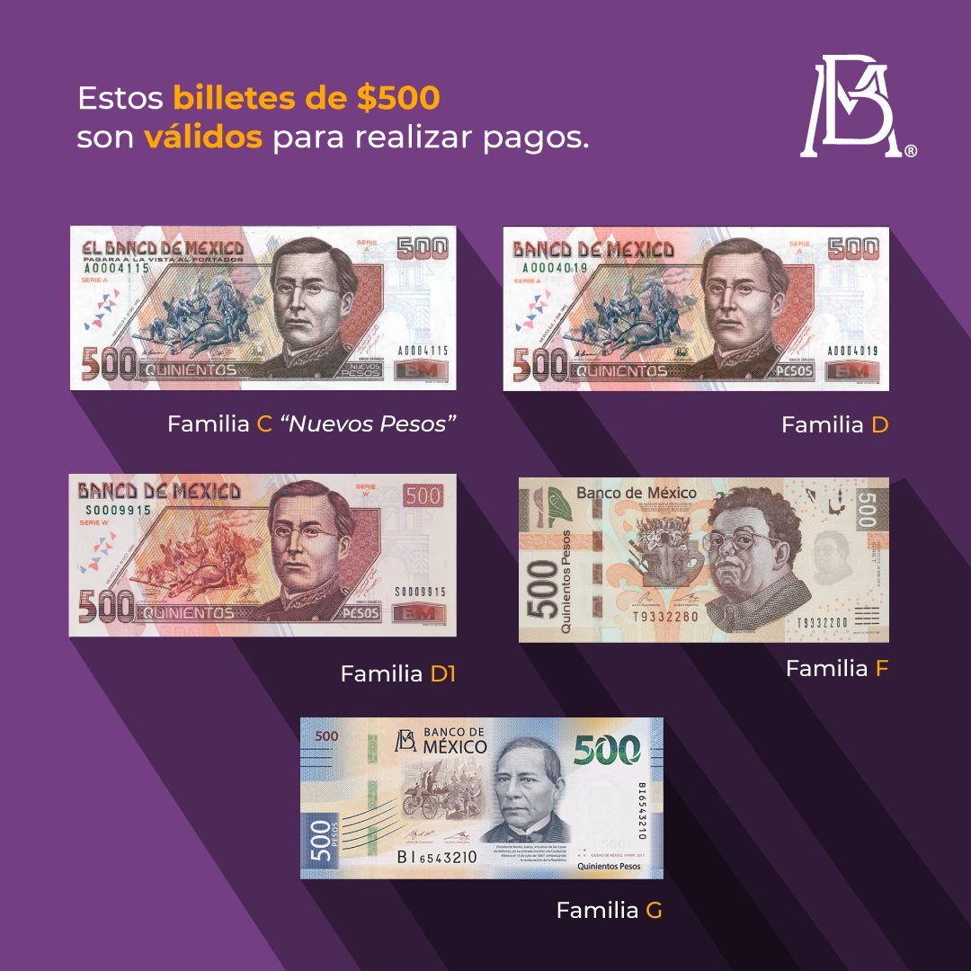 BancodeMéxico - Estos son los billetes de 500 pesos que...
