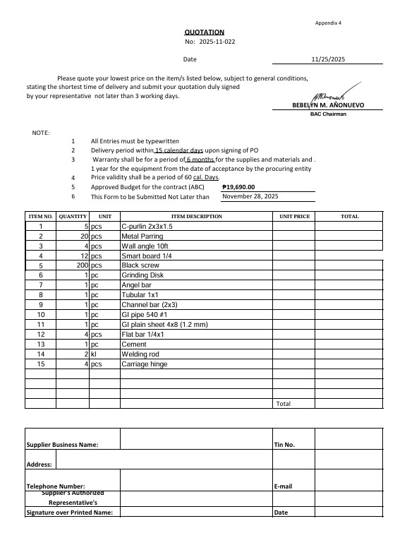 DepEd - Request for quotation 2025-11-022 DepEd Tayo Pantihan II ES ...