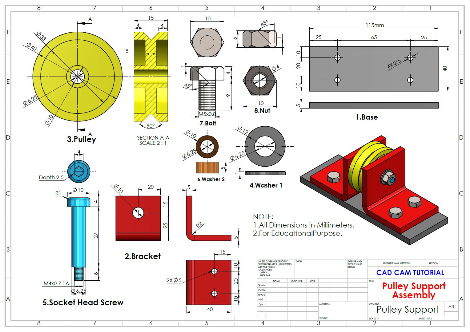 Pulley Support Assembly... - CAD CAM Tutorial By Mahtabalam | Facebook