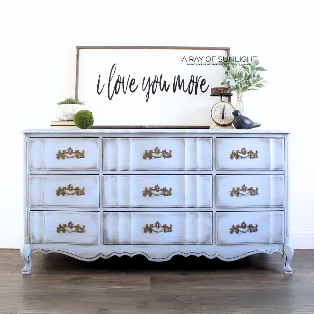 Like the light blue on this dresser makeover?