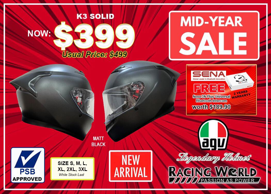 agv k3 matte black ราคา Helmet - face road helmet ensures maximum safety K3 ​ It offers safety