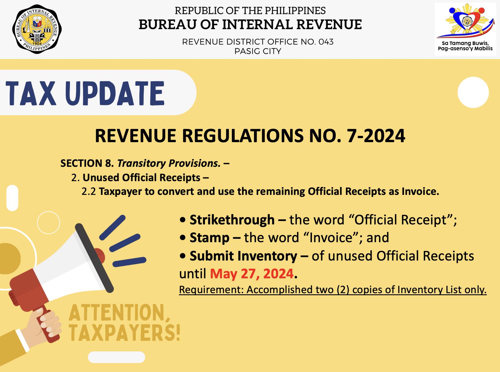 ATTENTION... - BIR Revenue District Office 043 - Pasig City | Facebook