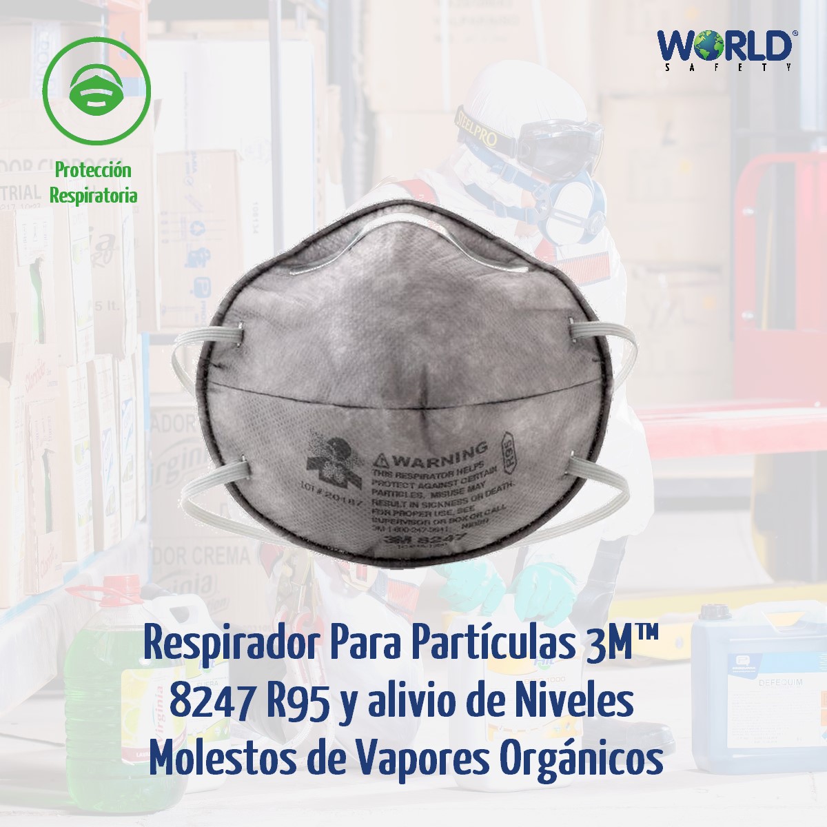 World - Respirador Para Particulas 3M 8247 R95 y Alivio De Niveles ...