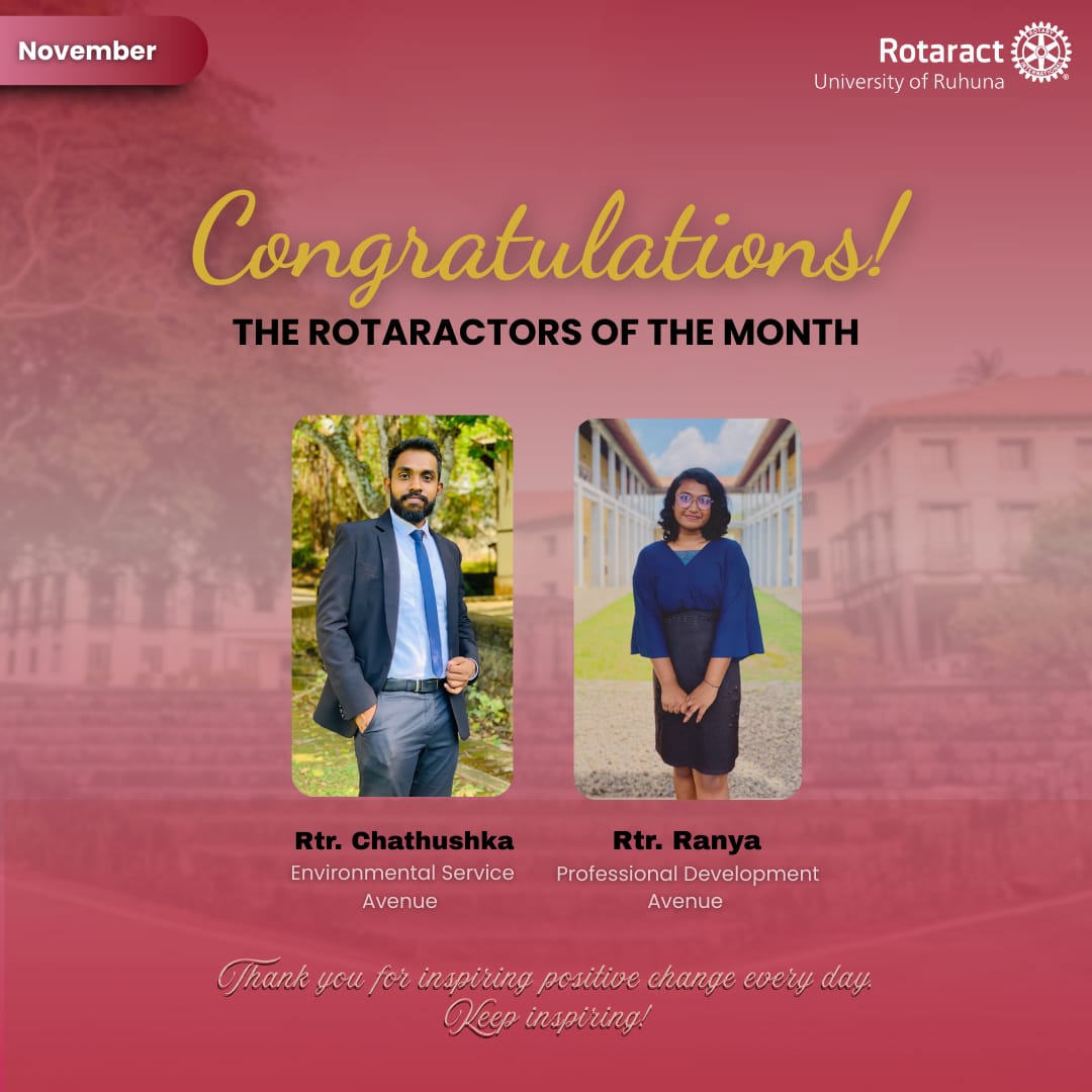 Rotaract - Congratulations to Rtr. Ranya, Rtr. Chathushka! 🎉 We are ...