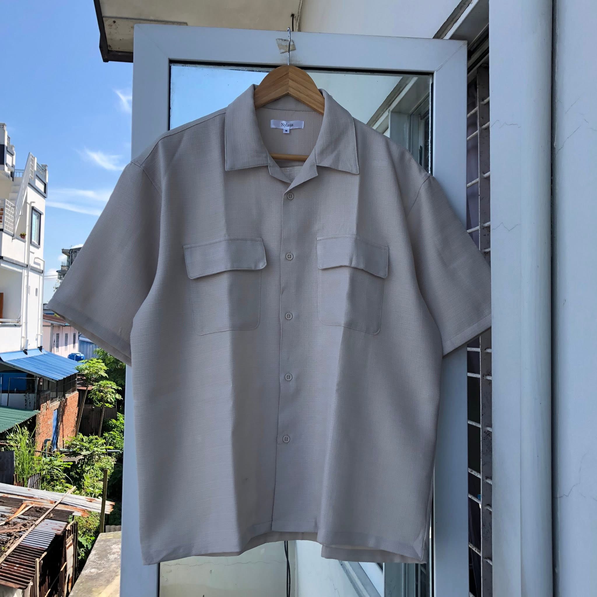 Nylaus Double Pocket Open Collar Shirt L/XL Size (shoulder-20.5 