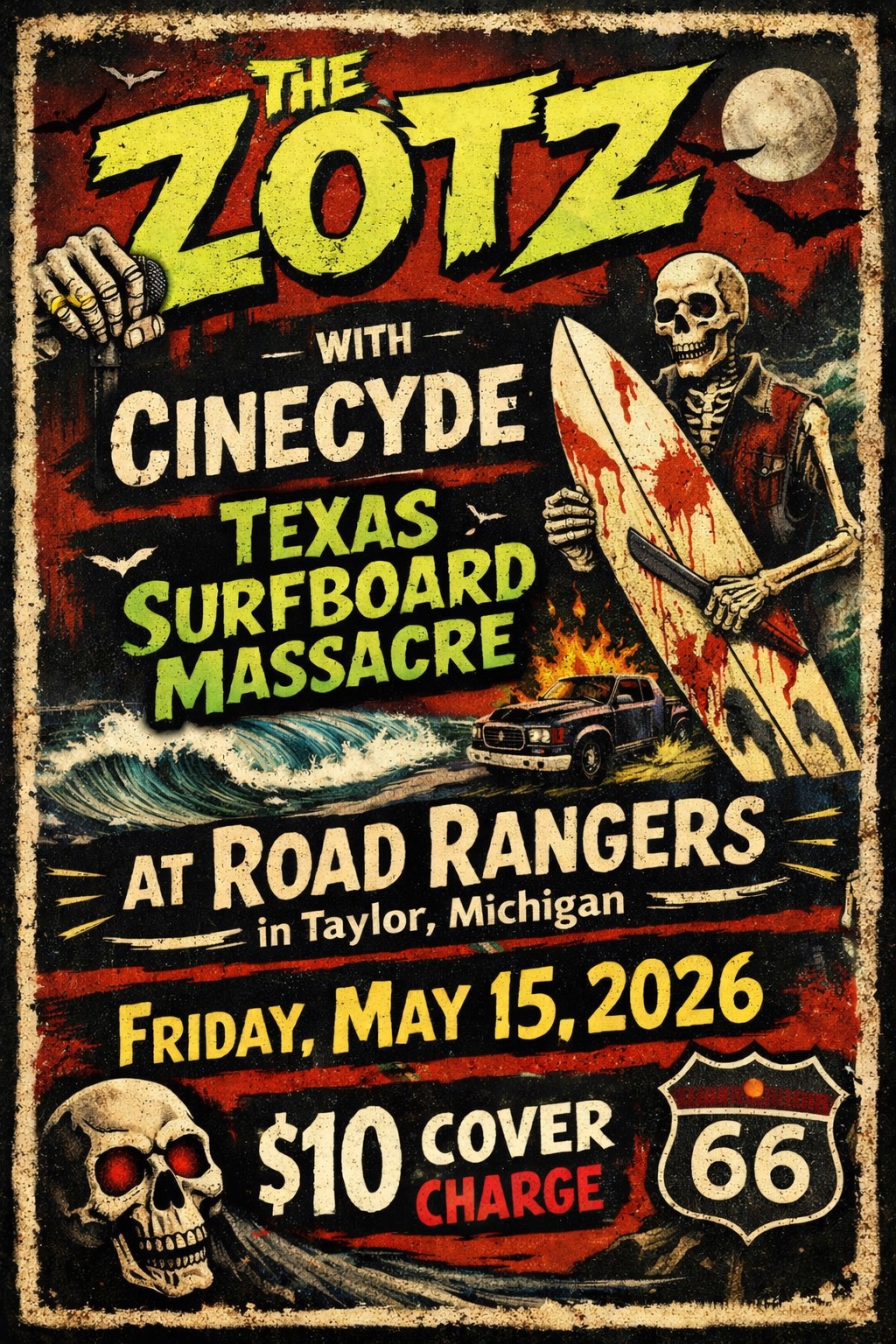 The Zotz, Cinecyde & Texas Surfboard Massacre Live at Road Rangers
