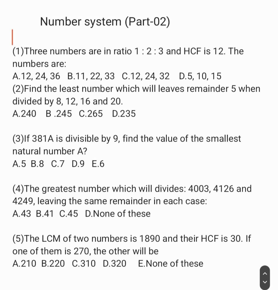 Please Solve -Number System(Part-2)