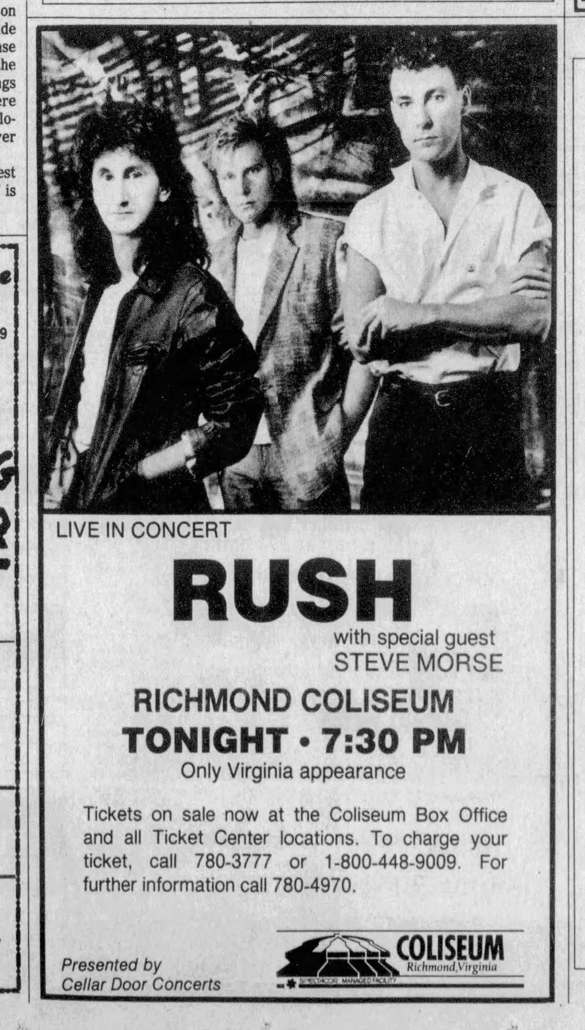 Rush's 1985 Power Windows tour at Richmond Coliseum