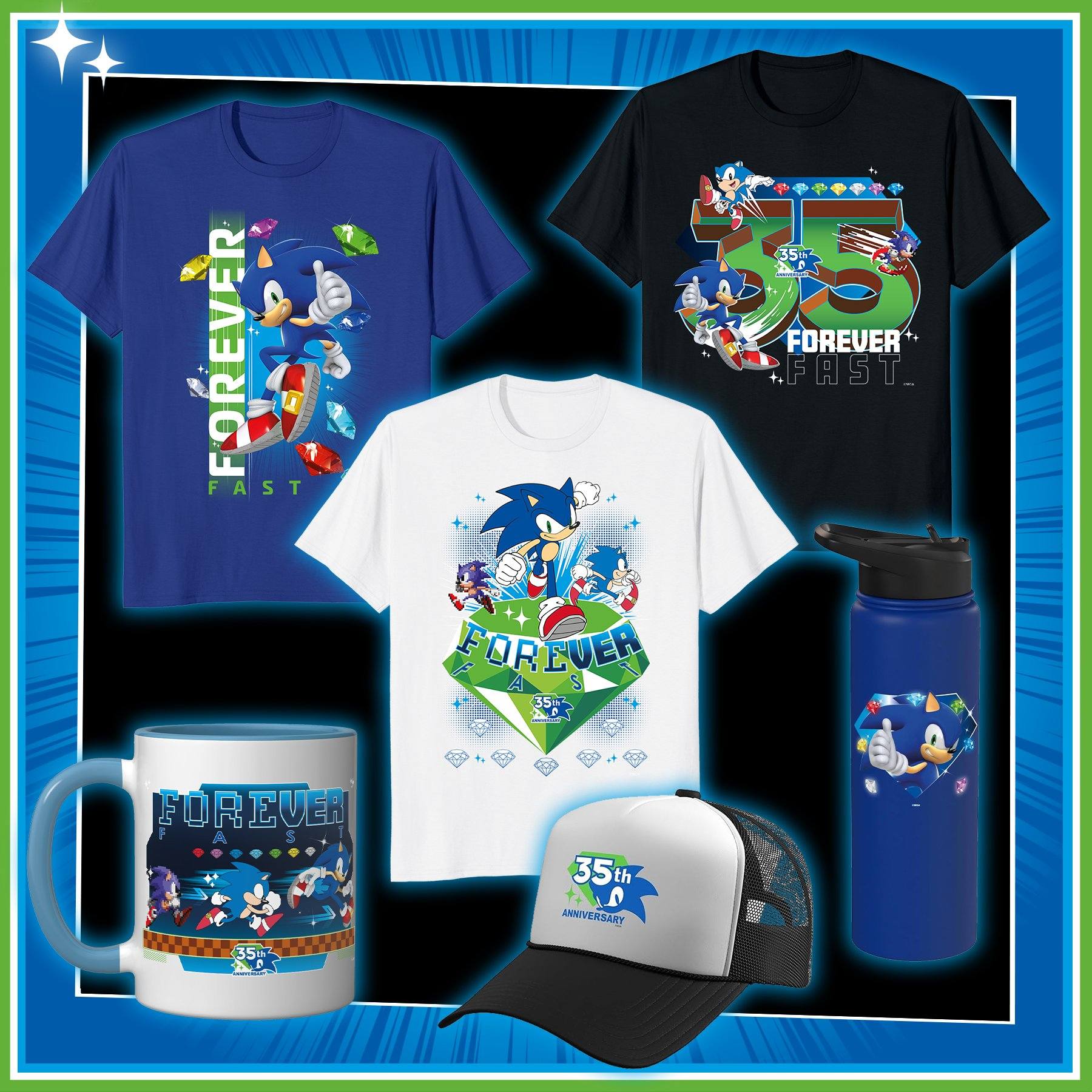 Sonic 35th Anniversary merchandise is now available on Amazon
