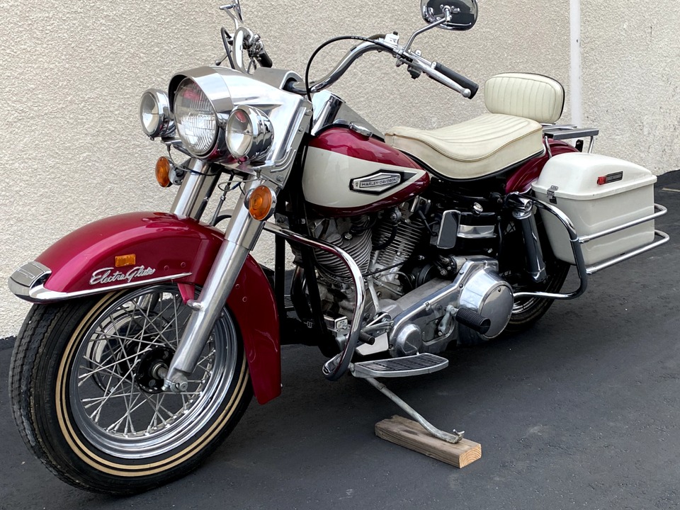 This 1967 Harley-Davidson FL features its original paint. It is a