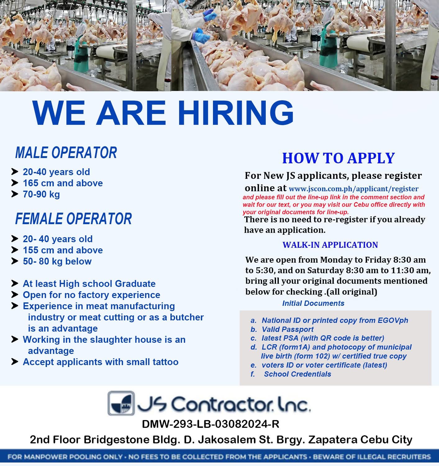 Pinay - URGENT HIRING under JS CONTRACTOR AGENCY CEBU CITY FOR .-TAIWAN ...