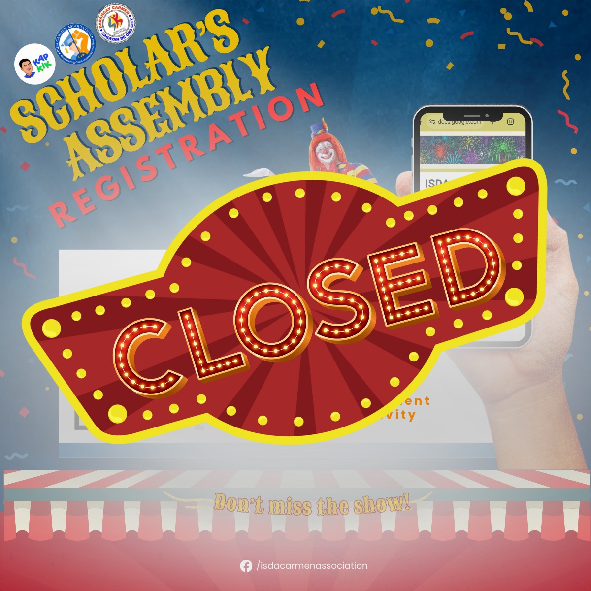 𝗛𝗲𝗹𝗹𝗼, 𝘀𝗰𝗵𝗼𝗹𝗮𝗿𝘀! 🎪🎟️ 𝗪𝗲’𝗱 𝗹𝗶𝗸𝗲... - ISDA Carmen Association | Facebook