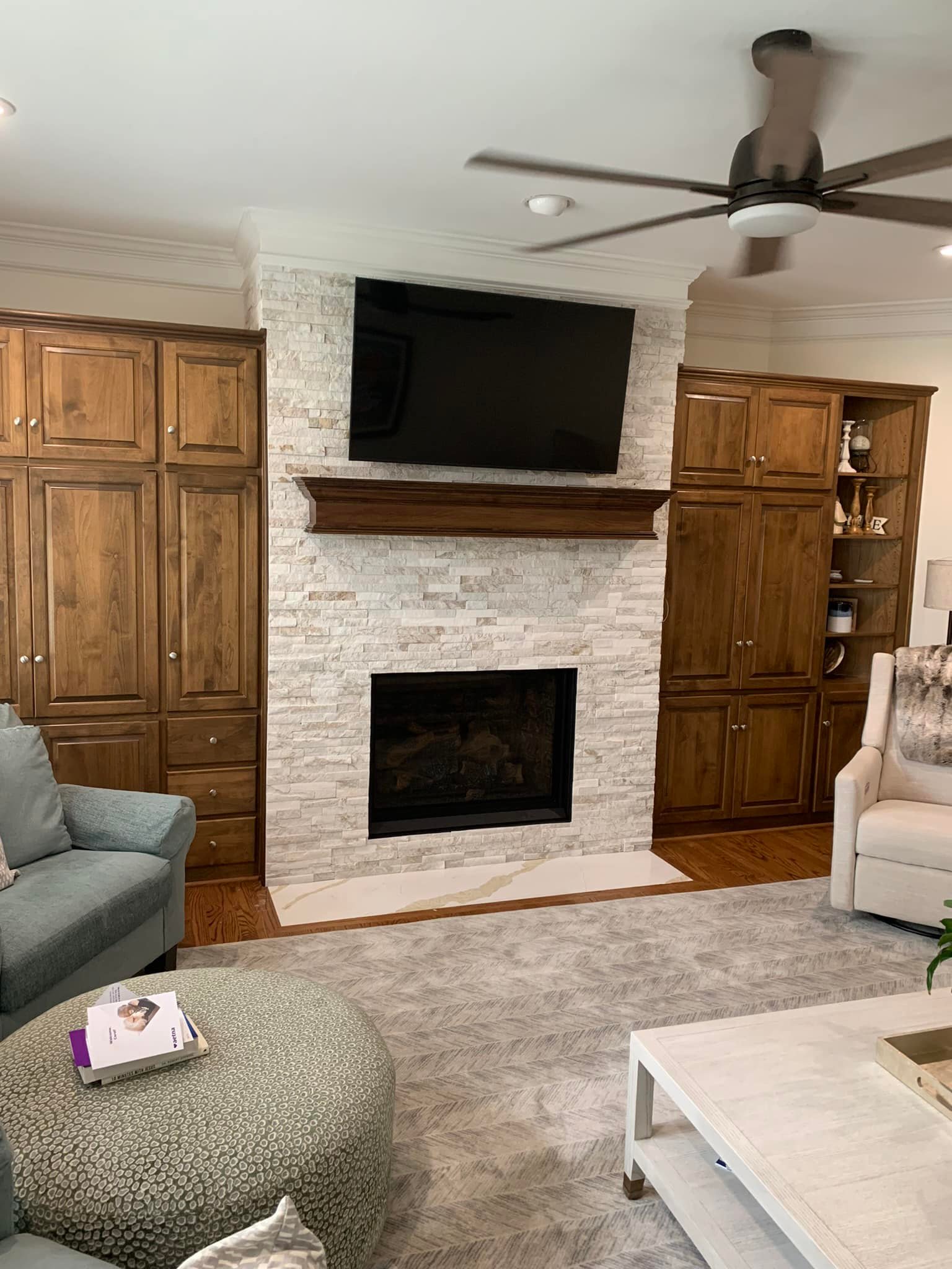 🛠️🛠️Complete ledge stone fireplace... - Weingarten Wood Works