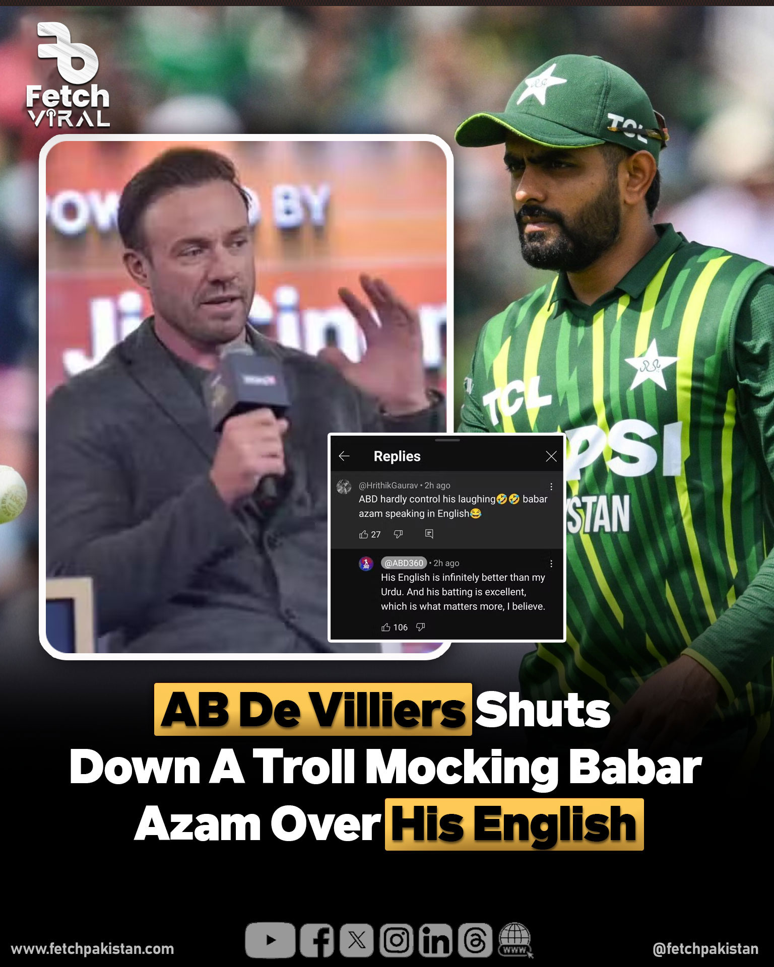 Fetch - Former South African captain AB de Villiers came to the defense ...