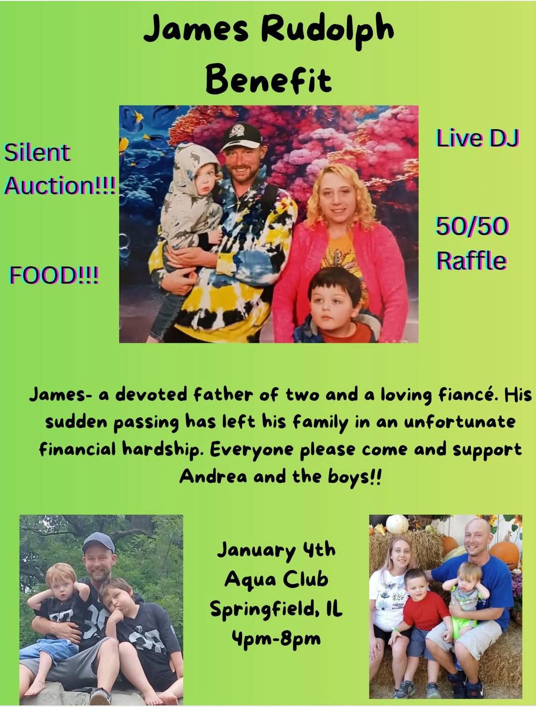 Benefit for James Rudolph's Family