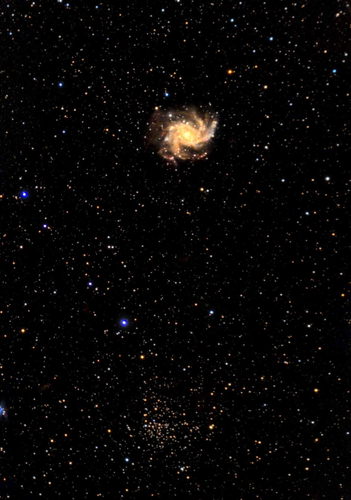 NGC 6946 Fireworks Galaxy and NGC 6939 star cluster capture