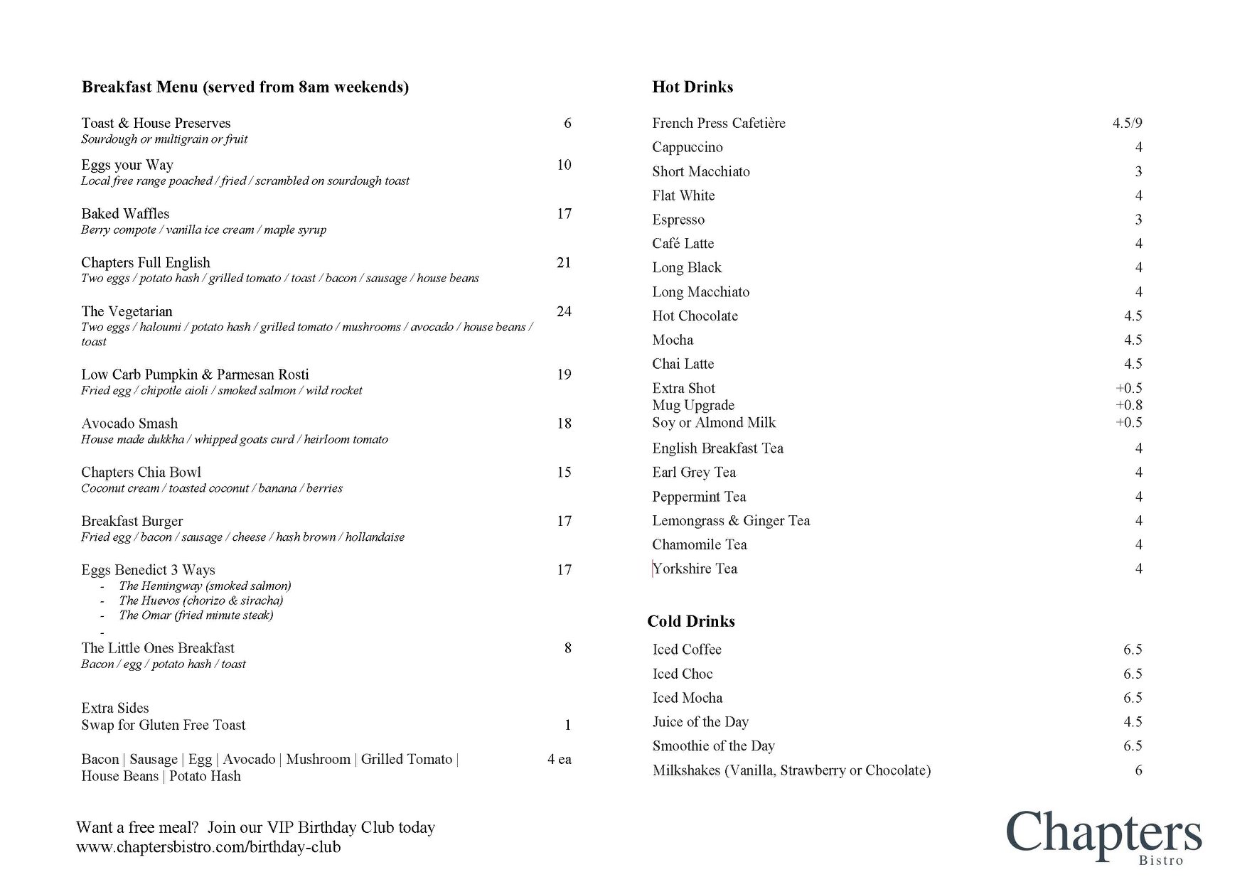 Chapters Bistro - Our new Breakfast Menu launches this... | Facebook