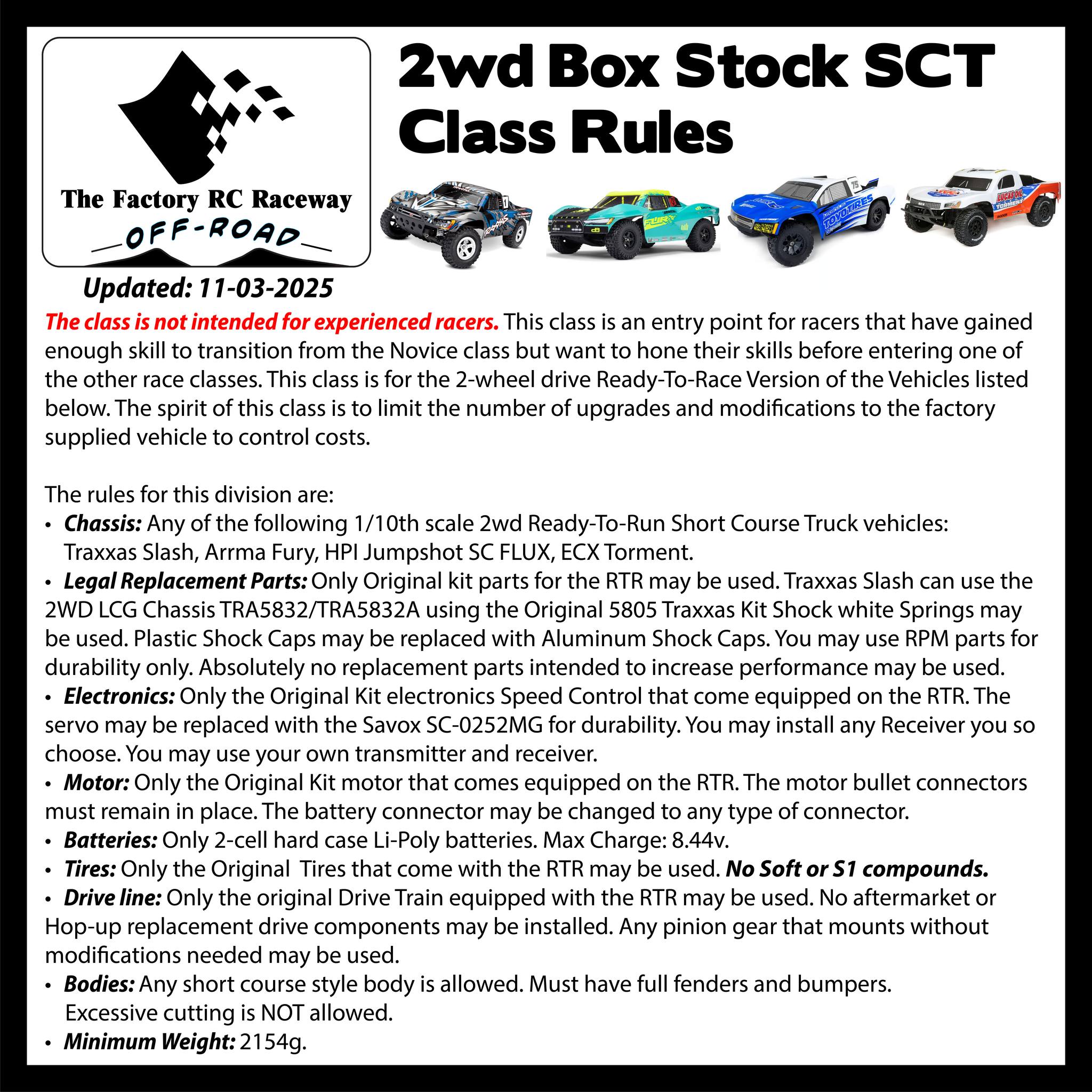 The Factory - 2025-2026 2wd Box Stock Short Course Truck Class Rules ...