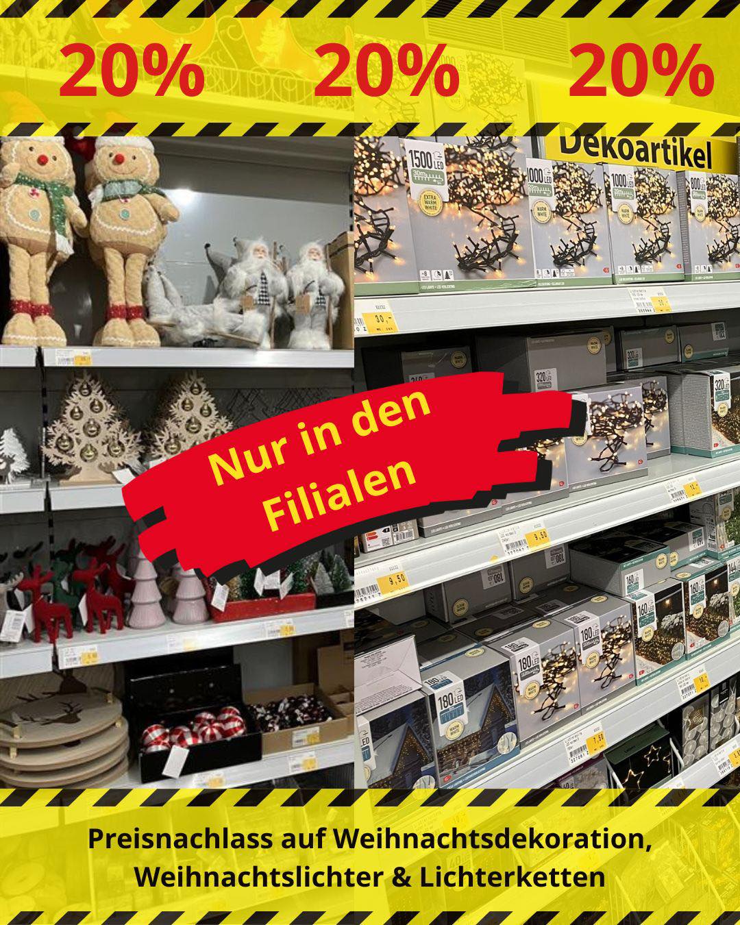 Weihnachten kommt! 🎄 👉🏻 Weihnachtsdekoration, Weihnachtslichter und Lichterketten sind in unseren Filialen 20 % im Preis gesenkt. 📍 Exklusiv in den Filialen