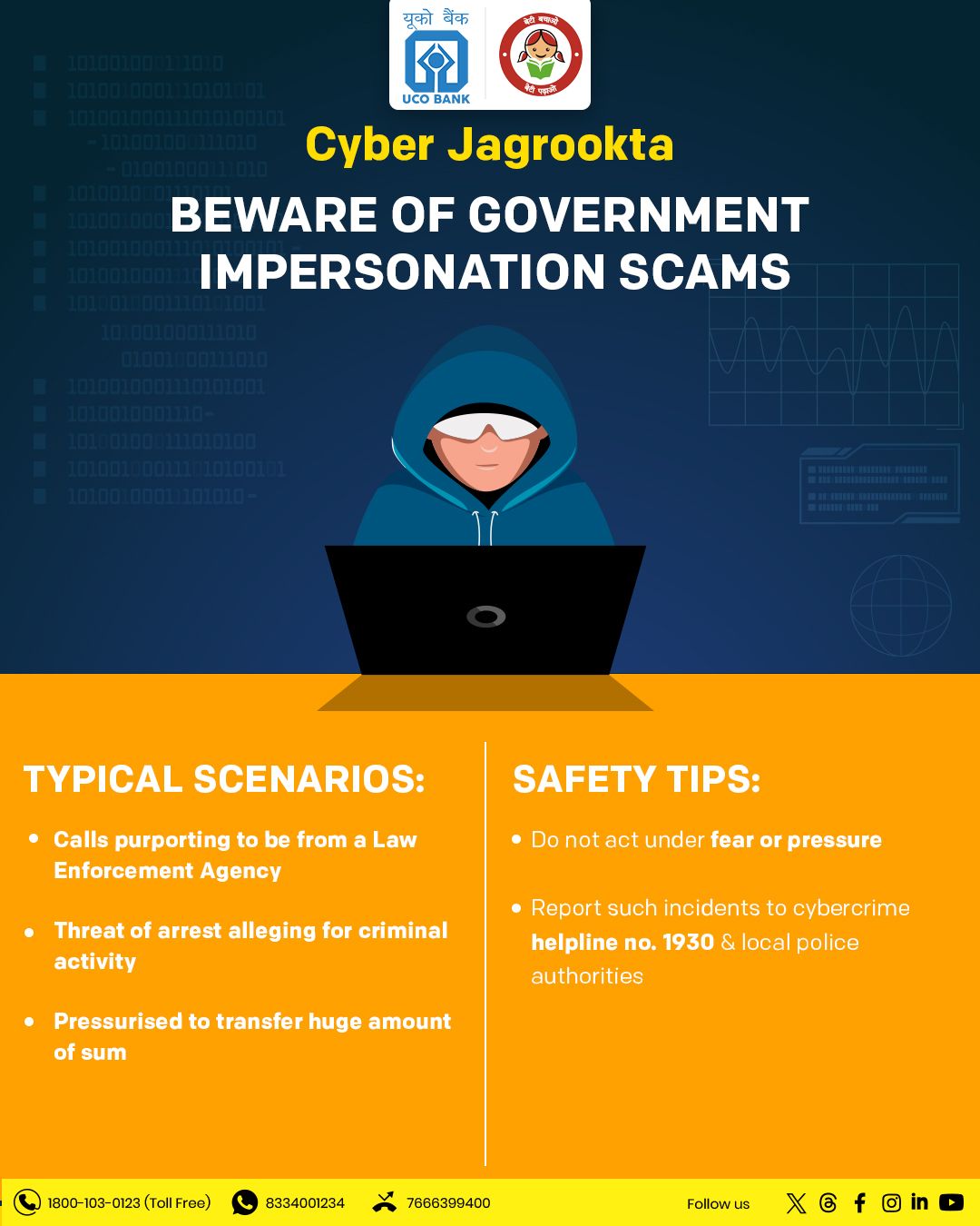 UCO - Beware of government impersonation scams! Fraudsters may pretend ...