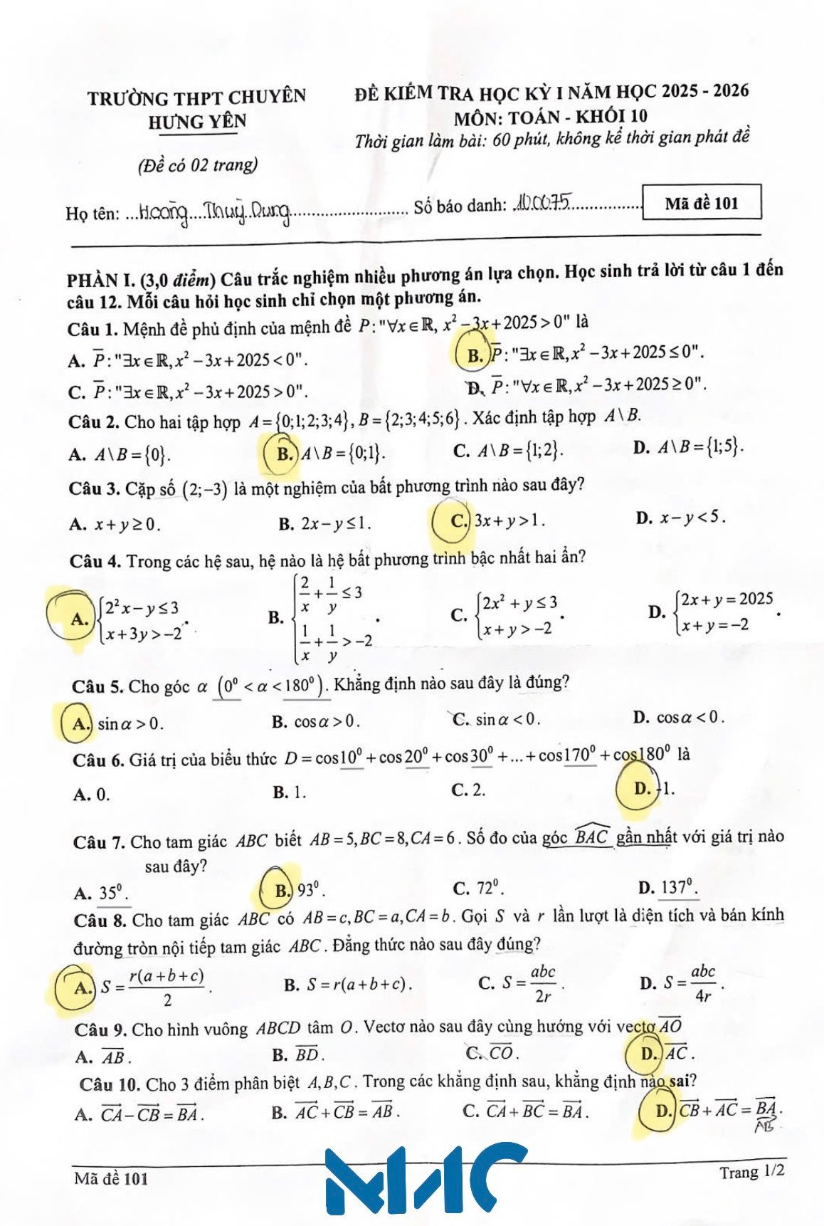 [ĐỀ THI VÀ ĐÁP ÁN THAM... - Mathematics Club of CHY - MaC | Facebook