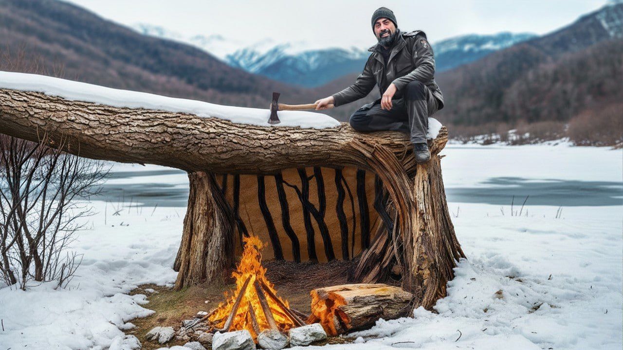 Rak - Winter Bushcraft Shelter in Deep Snow | Solo Survival with Dogs ...