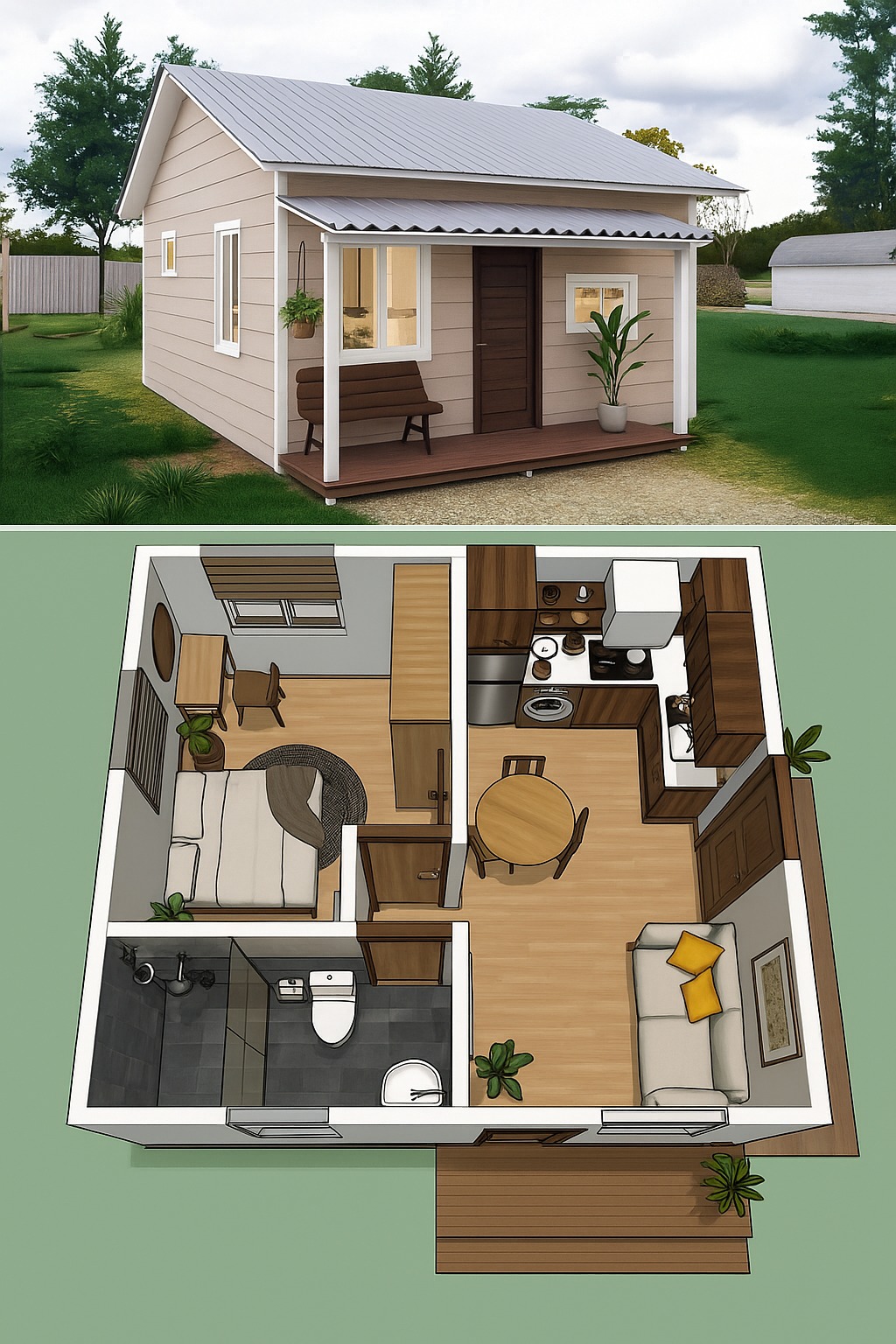 Shed - Cozy One-Bedroom Tiny Cabin Home with Smart Floor Plan This ...