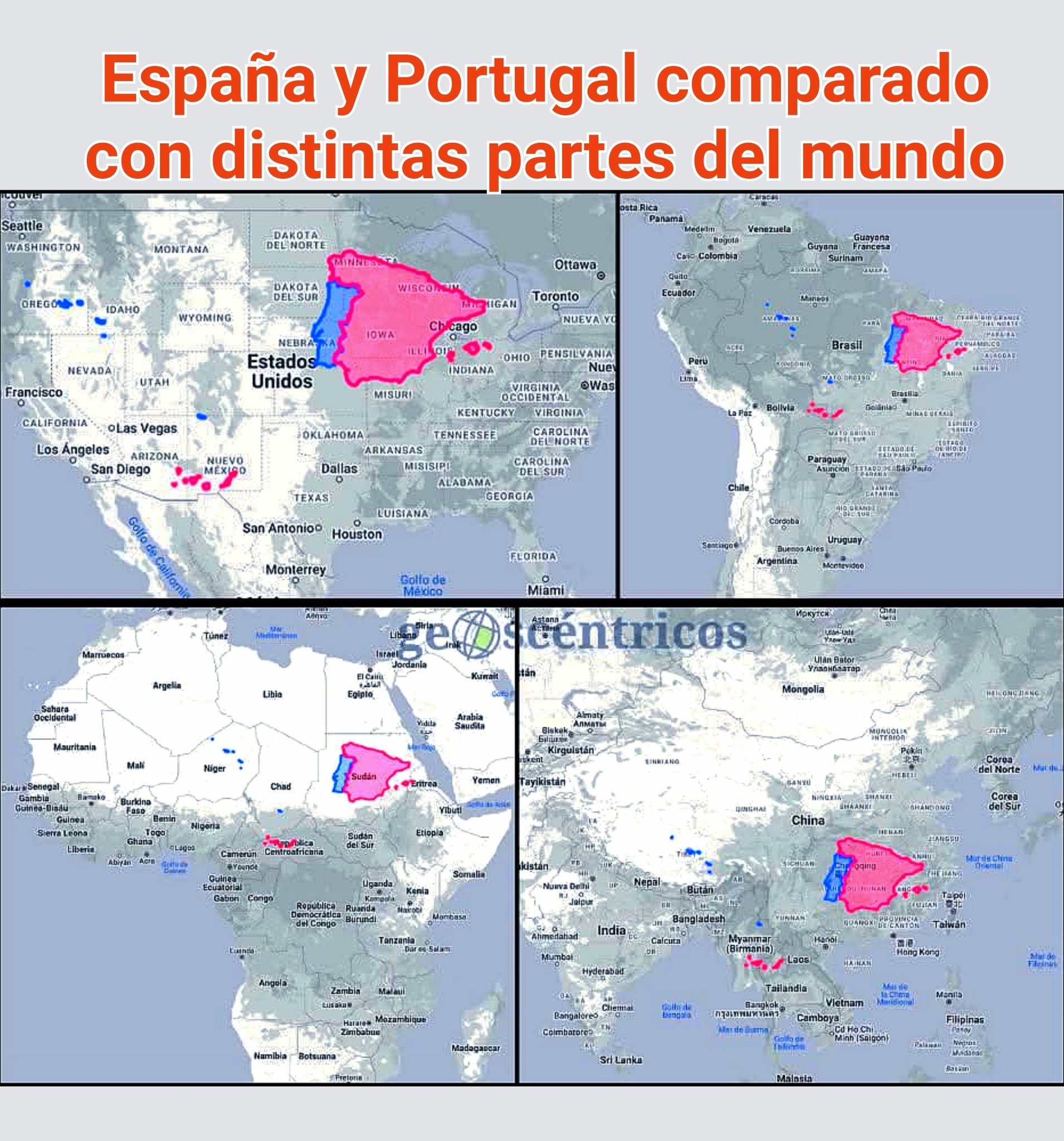GEOScentricos - 🗺️ Comparando el tamaño de España y Portugal con otras ...