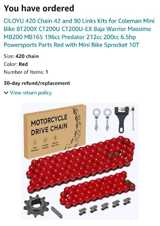 coleman mini bike ct200u chain - 420 x 42 Links deserving your trust. Pacify 4 Pack Chain Tensioner