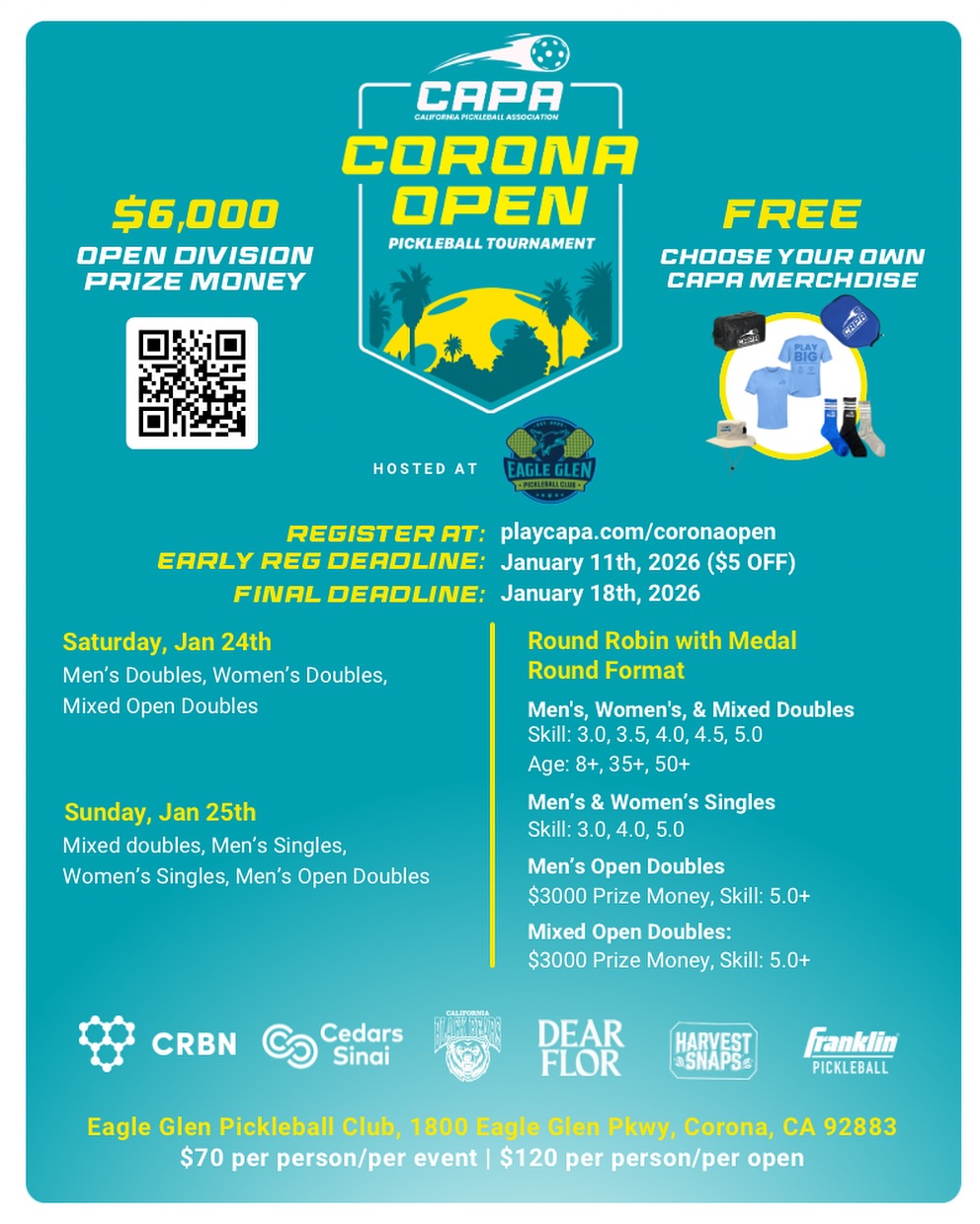 California - CAPA Corona Open 2026 Updates‼️ 1. Tournament Dates Update ...