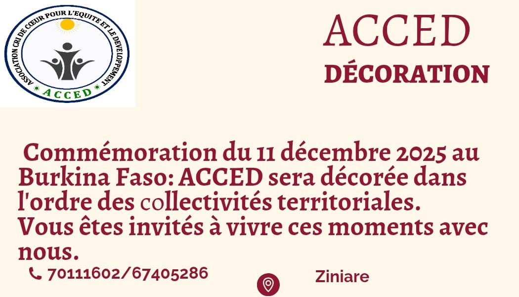 Association Cri de Cœur pour l'Équité et le Développement ACCED | Zorgho