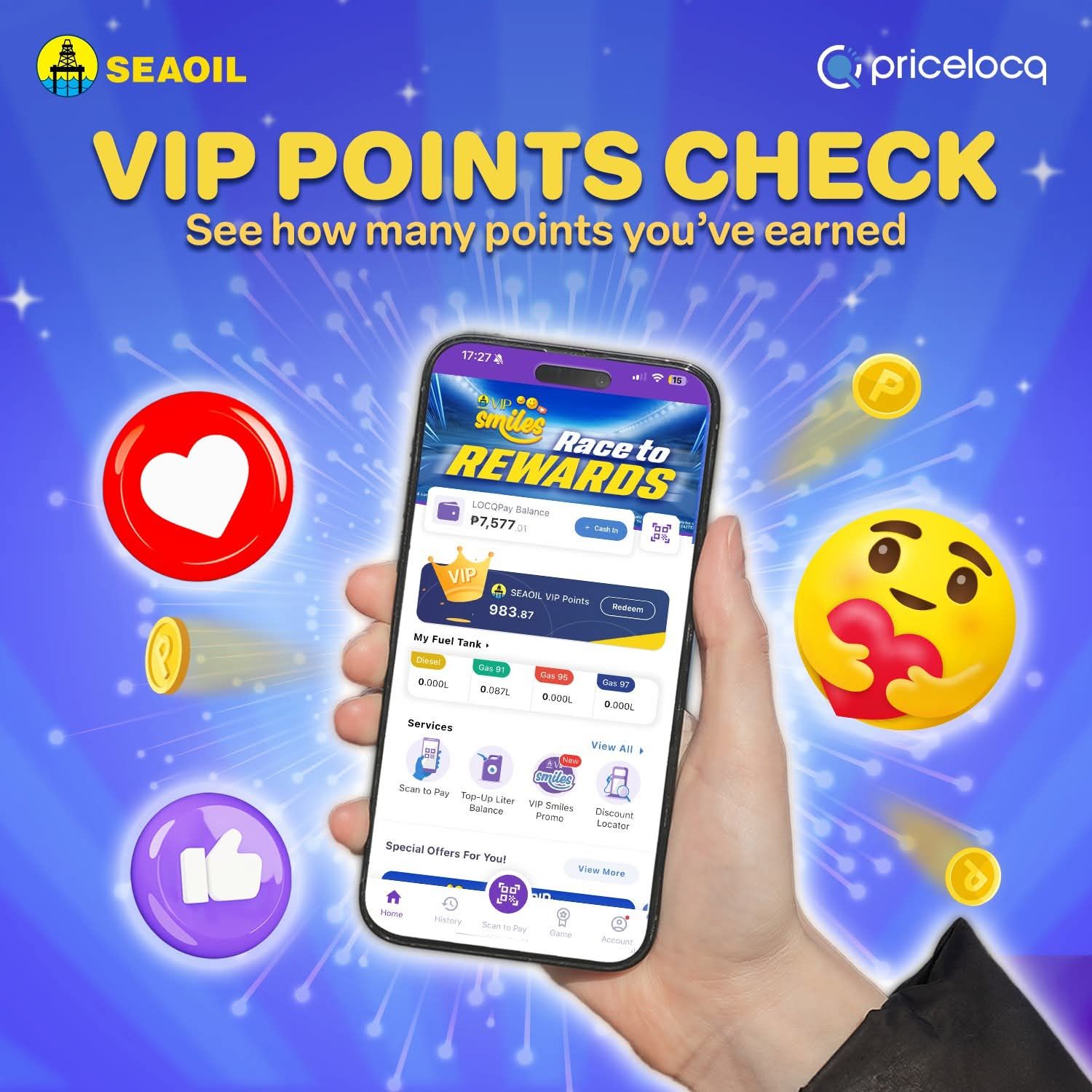 Seaoil - VIP POINTS CHECK 💙 See how your reactions turn into rewards 👇 ...