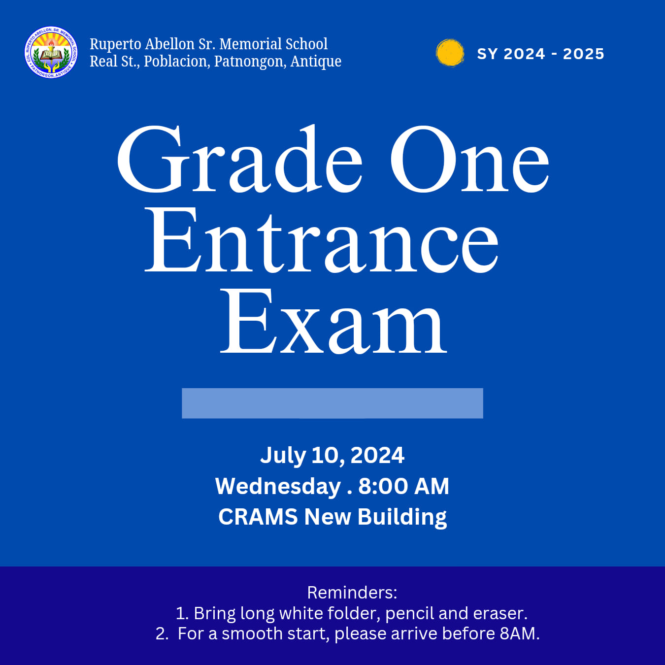 CRAMS, Patnongon, Antique - Calling all incoming Grade One! The much ...