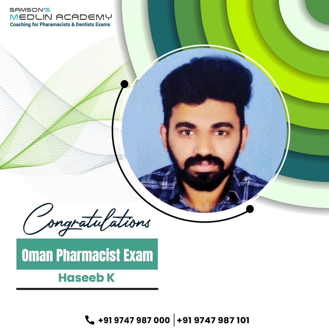 Congratulations Hasseb K, Oman... - Samsons Medlin Academy