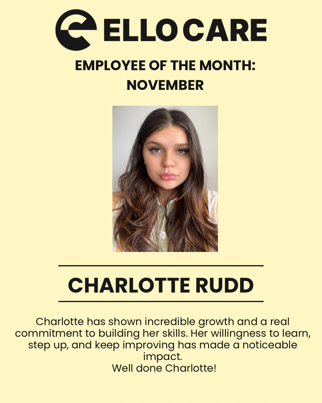 Ello Care - 🌟 Employee of the Month – November 2025 🌟 A... | Facebook