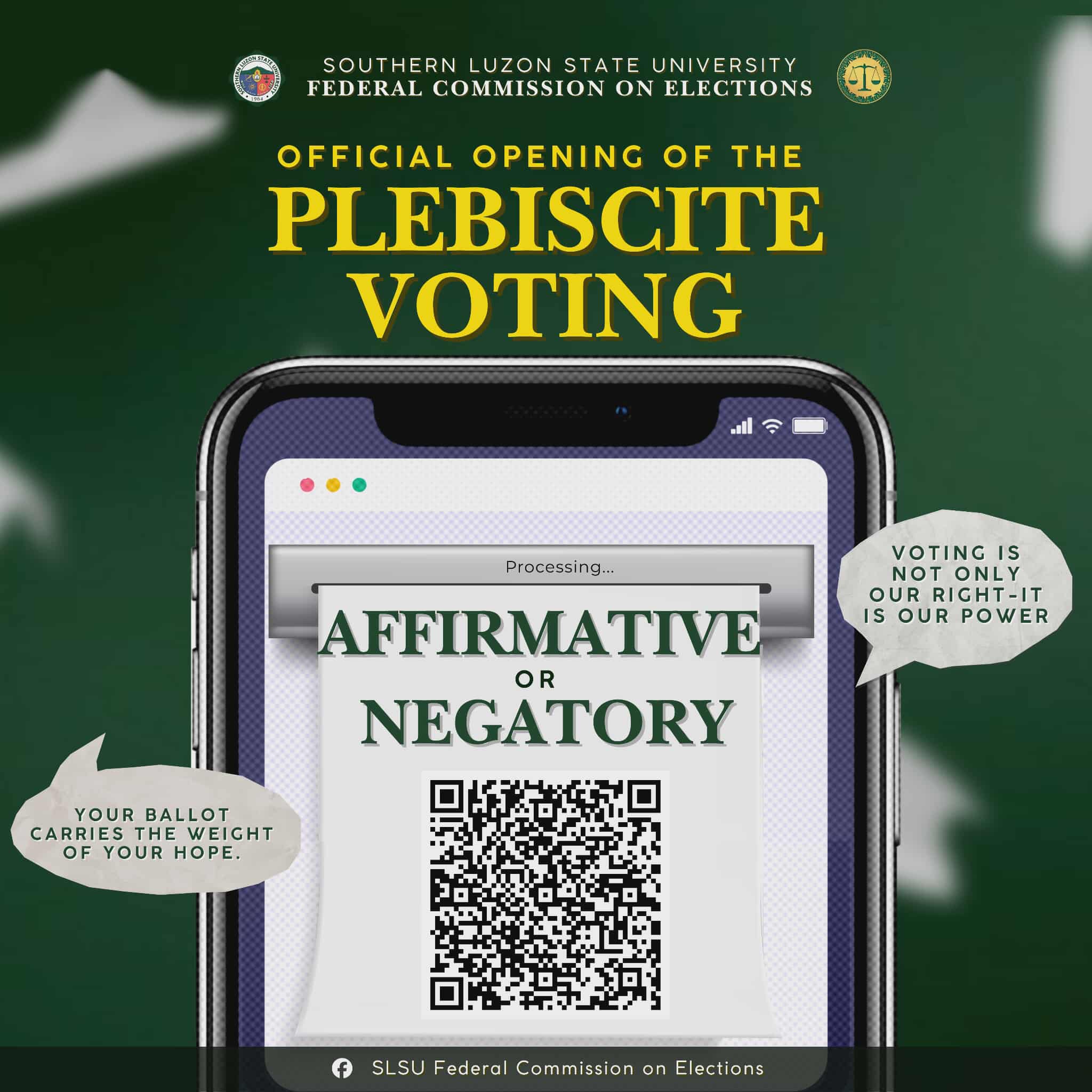DRAGONS, THE PLEBISCITE VOTING IS NOW... - SLSU CAS Comelec | Facebook