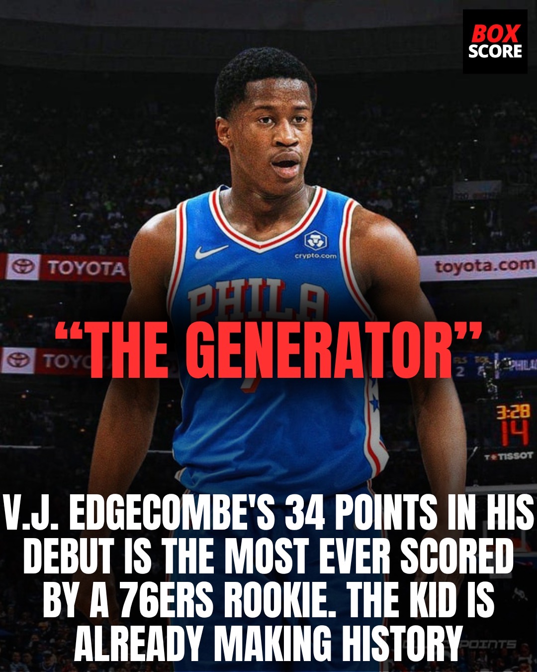 Box Score PH - V.J. Edgecombe's 34 points in his debut is... | Facebook